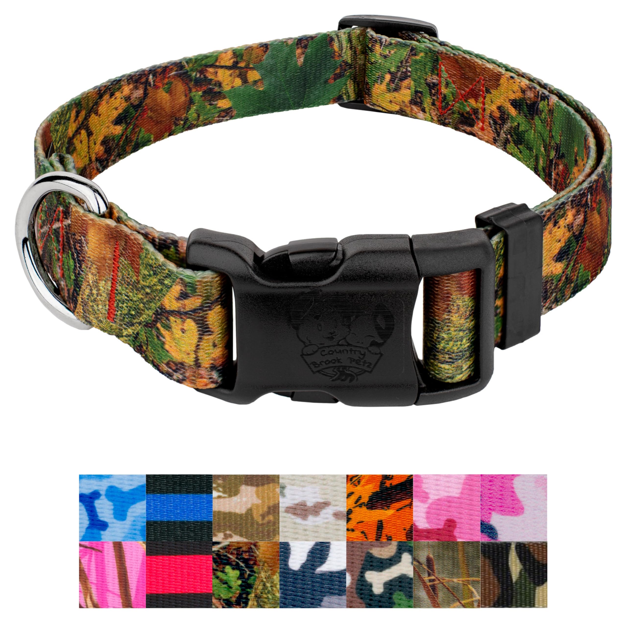 Country Brook Petz - Deluxe Southern Forest Camo Dog Collar - Camouflage Collection Featuring Rugged Designs (1/2 Inch, 2Xs)