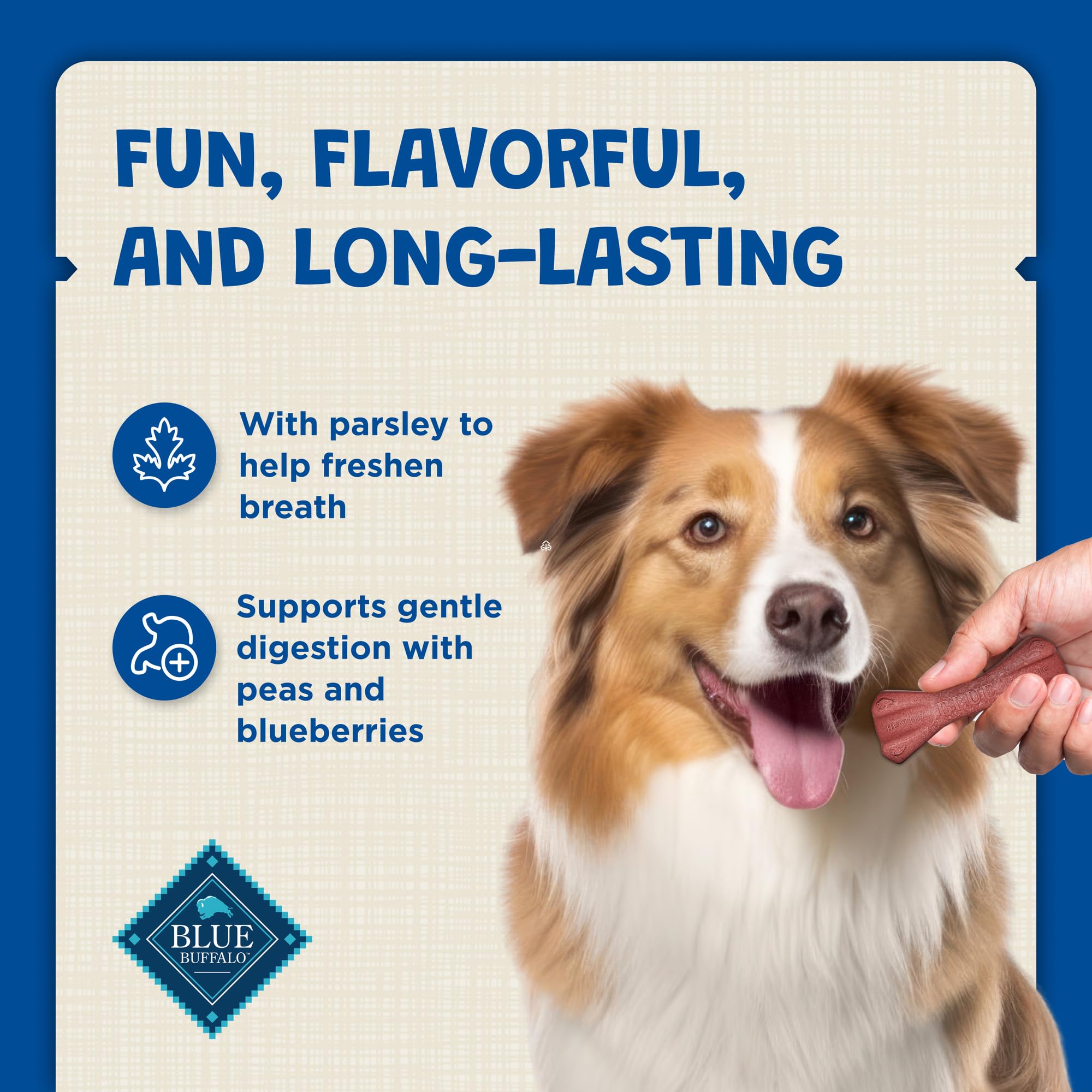 Blue Buffalo Dental Bones Small Natural Dental Chew Dog Treats, (15-25 lbs) 12-oz Bag