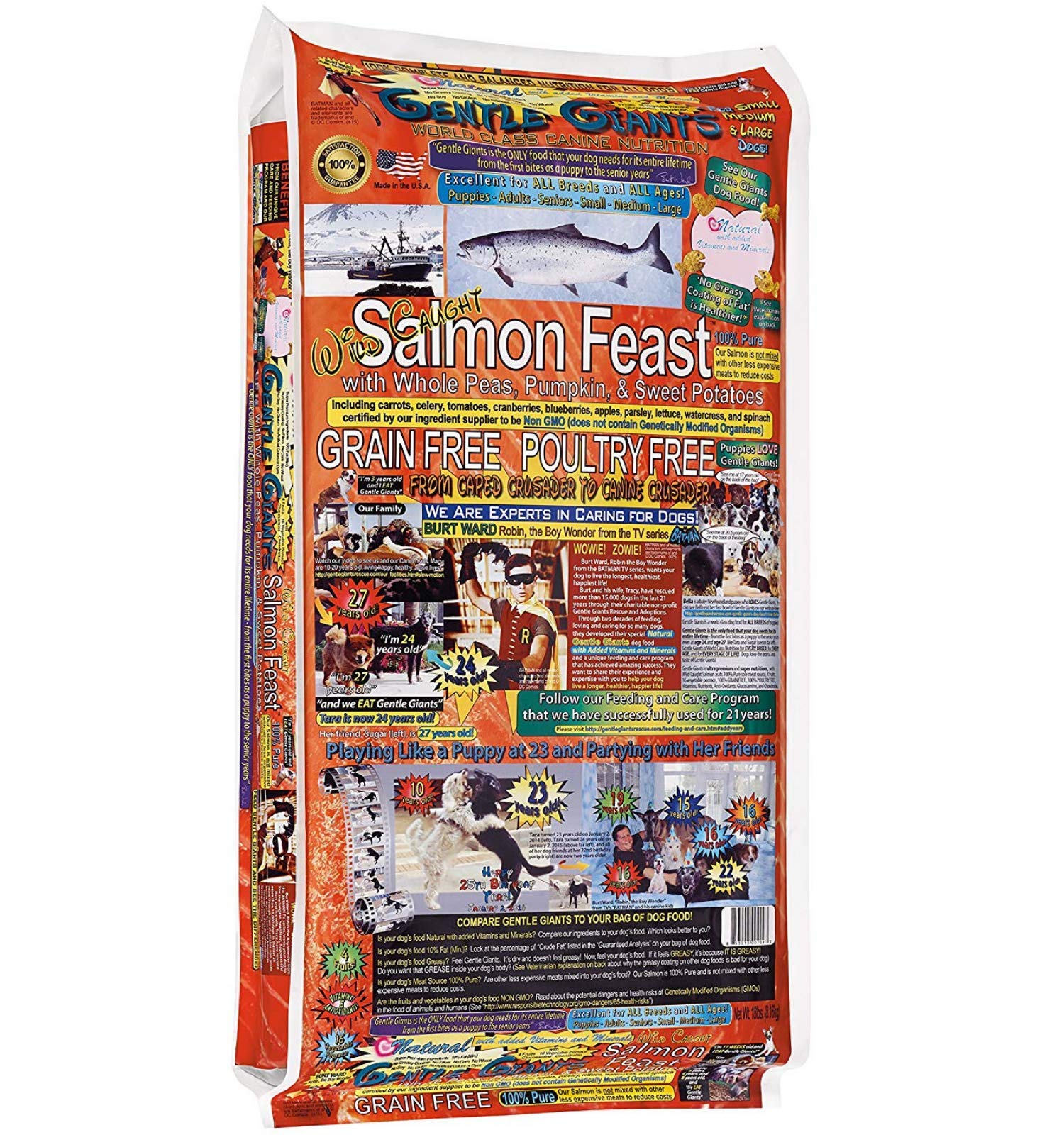 Gentle Giants Medium Natural Dog Food Grain Free with Salmon, Fruits, Vegetables, Vitamins and Minerals, 18 lb