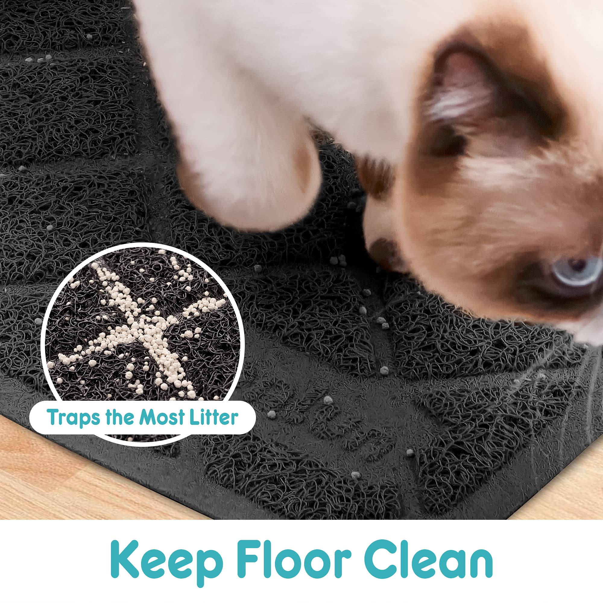 Conlun Cat Litter Mat Litter Trapping Mat, 24' X 17' Premium Durable Pvc Grid Mesh With Scatter Control, Non-Slip, Less Waste Cat Litter Box Mat, Soft On Kitty’S Paws, Urine Waterproof