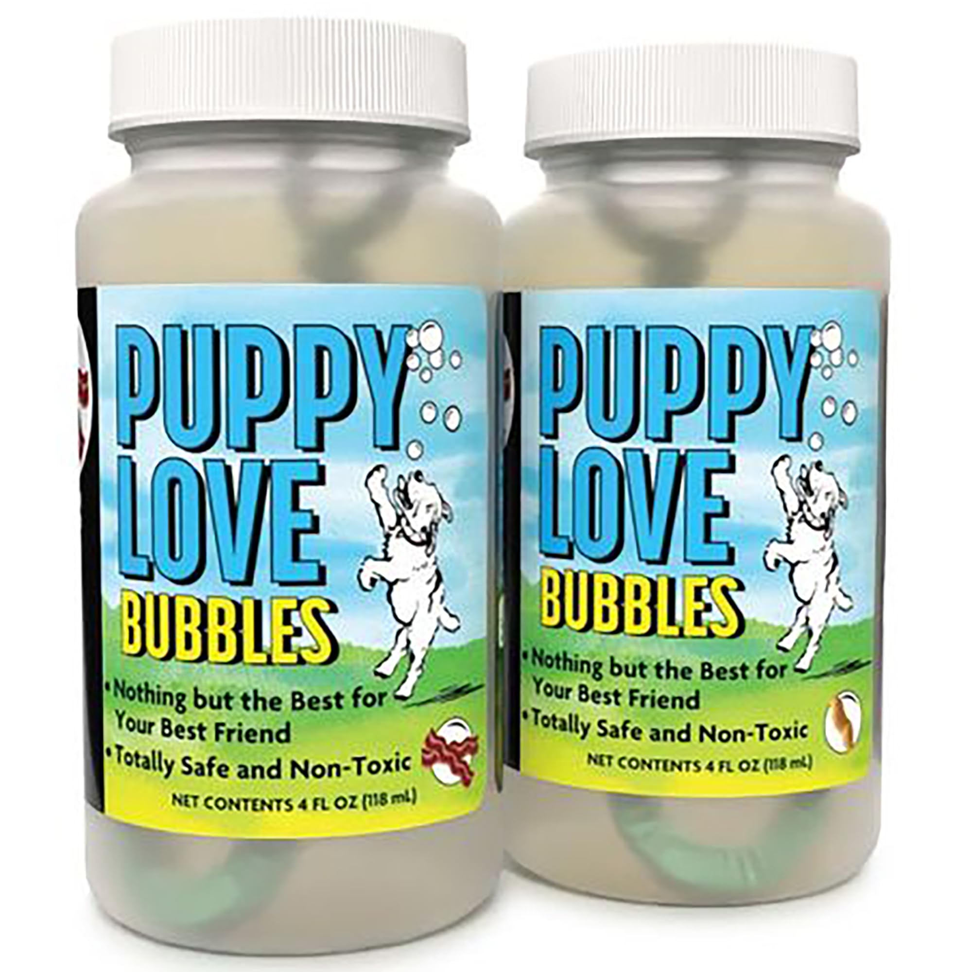 Puppy Love Bubbles: 2 Pack Combo  Bacon & Peanut Butter Scented  4oz Bottles, Scented Bubbles For Dogs, NonToxic & Allergen F