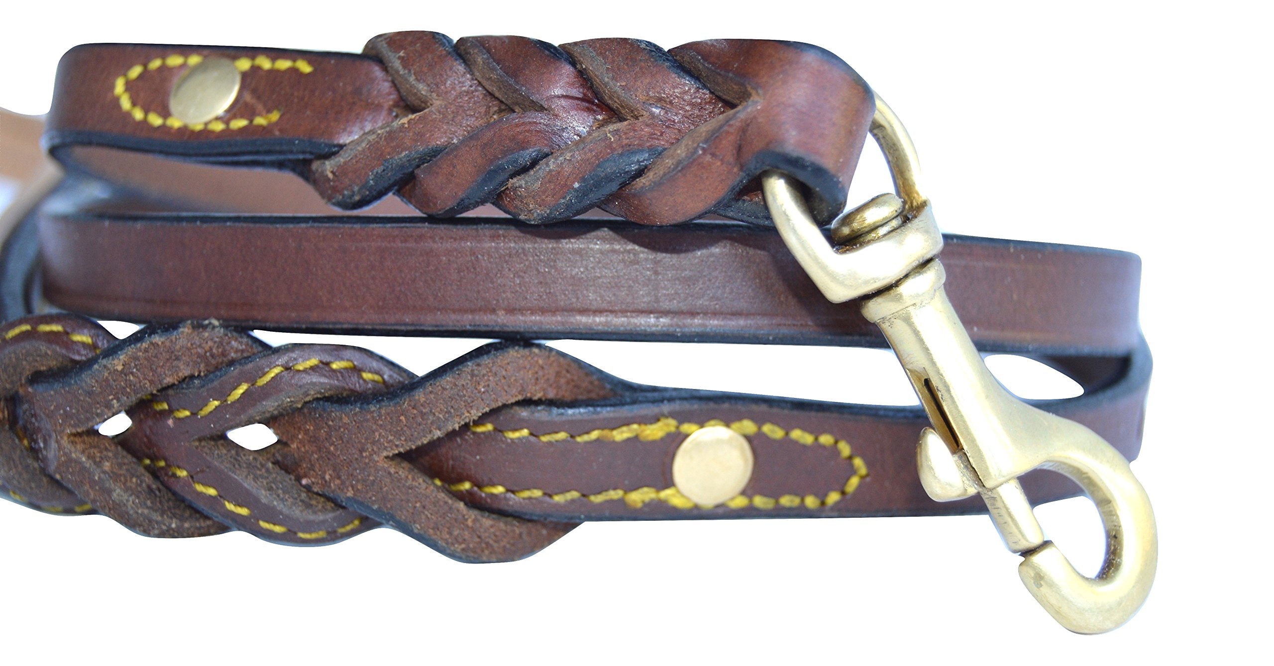 Soft Touch Collars Leather Braided Dog Leash, 4ft x 1/2in, Brown with Cream Handle, Ideal for Small Dogs, Model Sof-5050