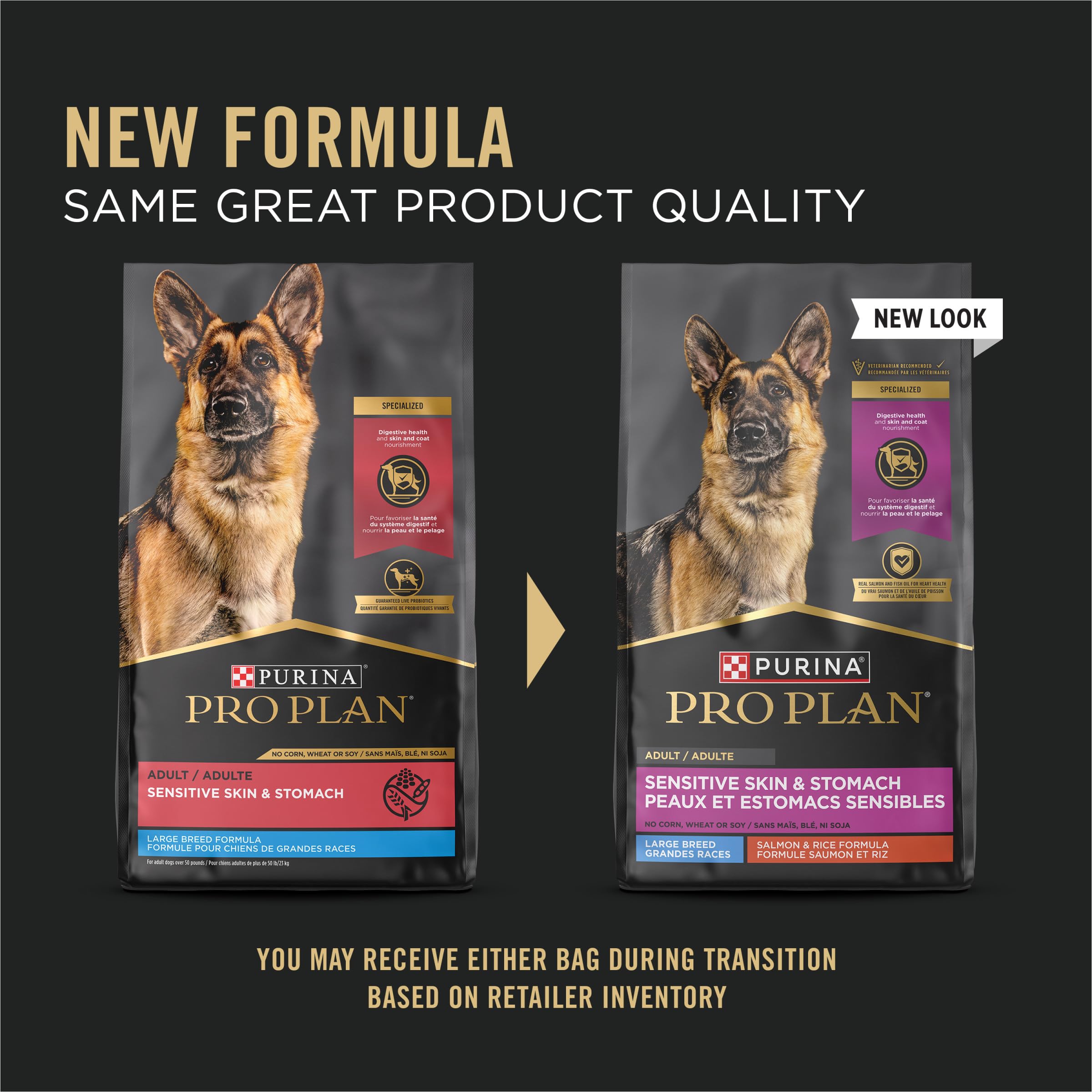 Purina Pro Plan Sensitive Skin and Stomach Dog Food Large Breed Salmon and Rice Formula - 34 lb. Bag