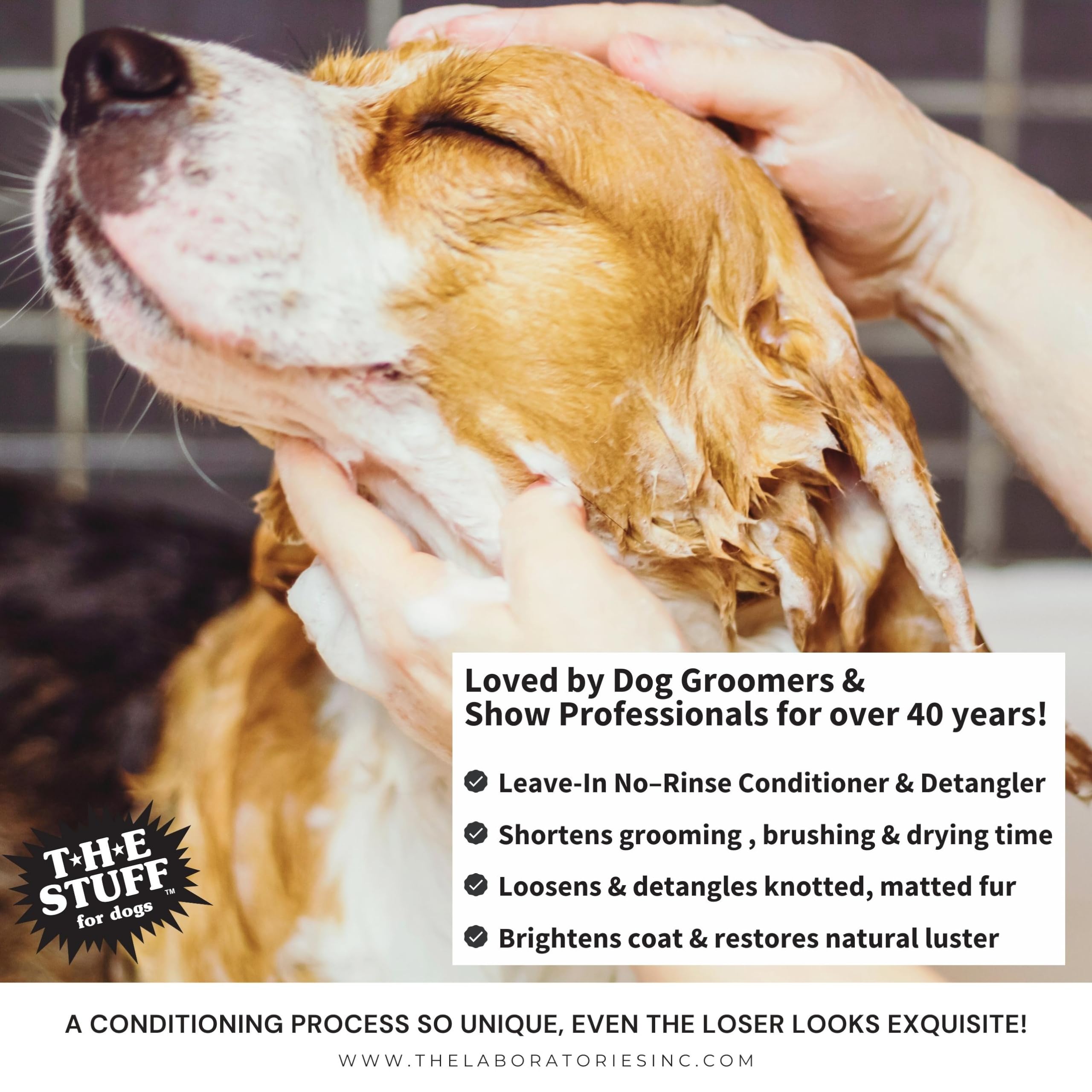 THE Stuff Leave-in Dog Conditioner & Detangler Spray, 12oz Concentrate 15:1 - Ideal for Matted Dog Hair, Dematting & Detangling Solution