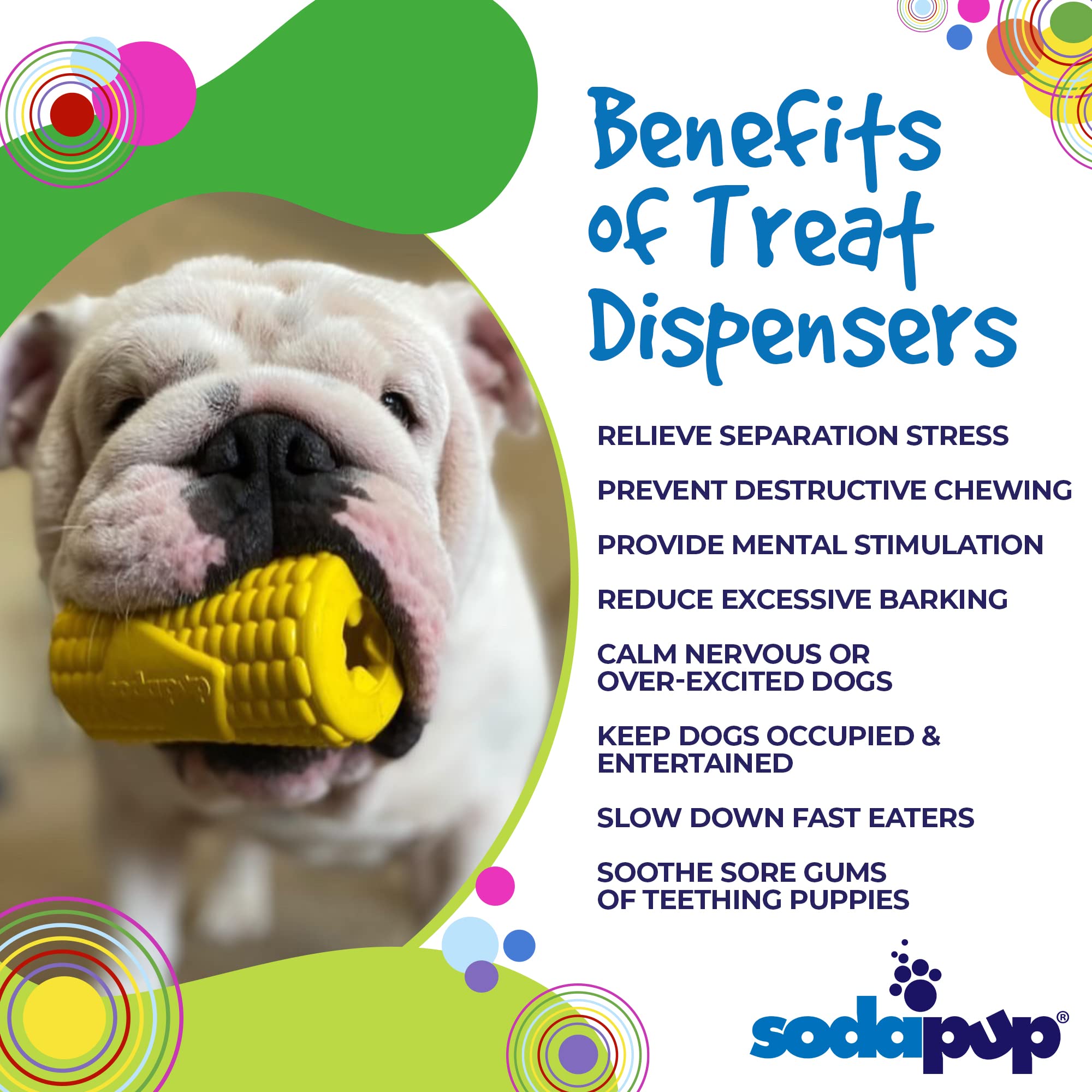 SodaPup Corn on the Cup - Durable Dog Treat Dispenser & Chew Toy Made in USA from Non-Toxic, Pet Safe, Food Safe Natural Rubber