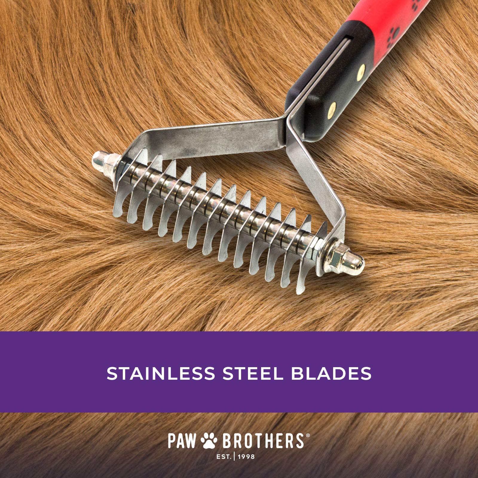 Ryan'S Pet Supplies Paw Brothers 13-Blade Coarse Double Wide Dematting Undercoat Rake For Dogs And Cats, Professional Grade, Dog