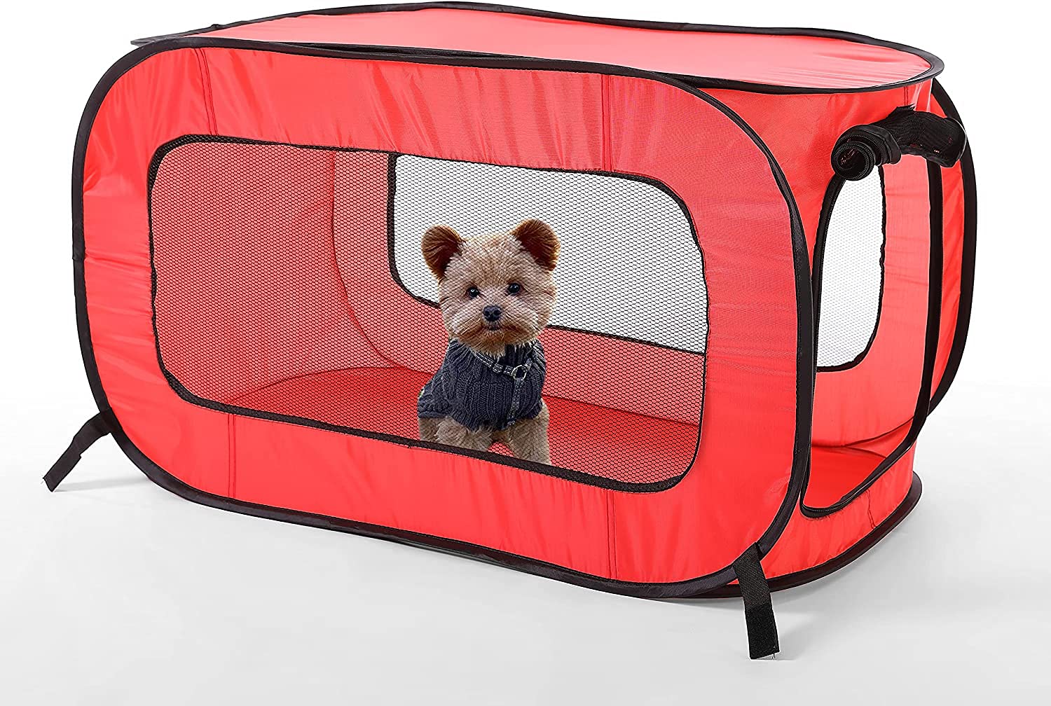 Beatrice Home Fashions Portable, Collapsible, Pop Up Kennel Travel Cat And Dog Crate, 32.5'' L X 19.5'' W X 19.5'' H, Red