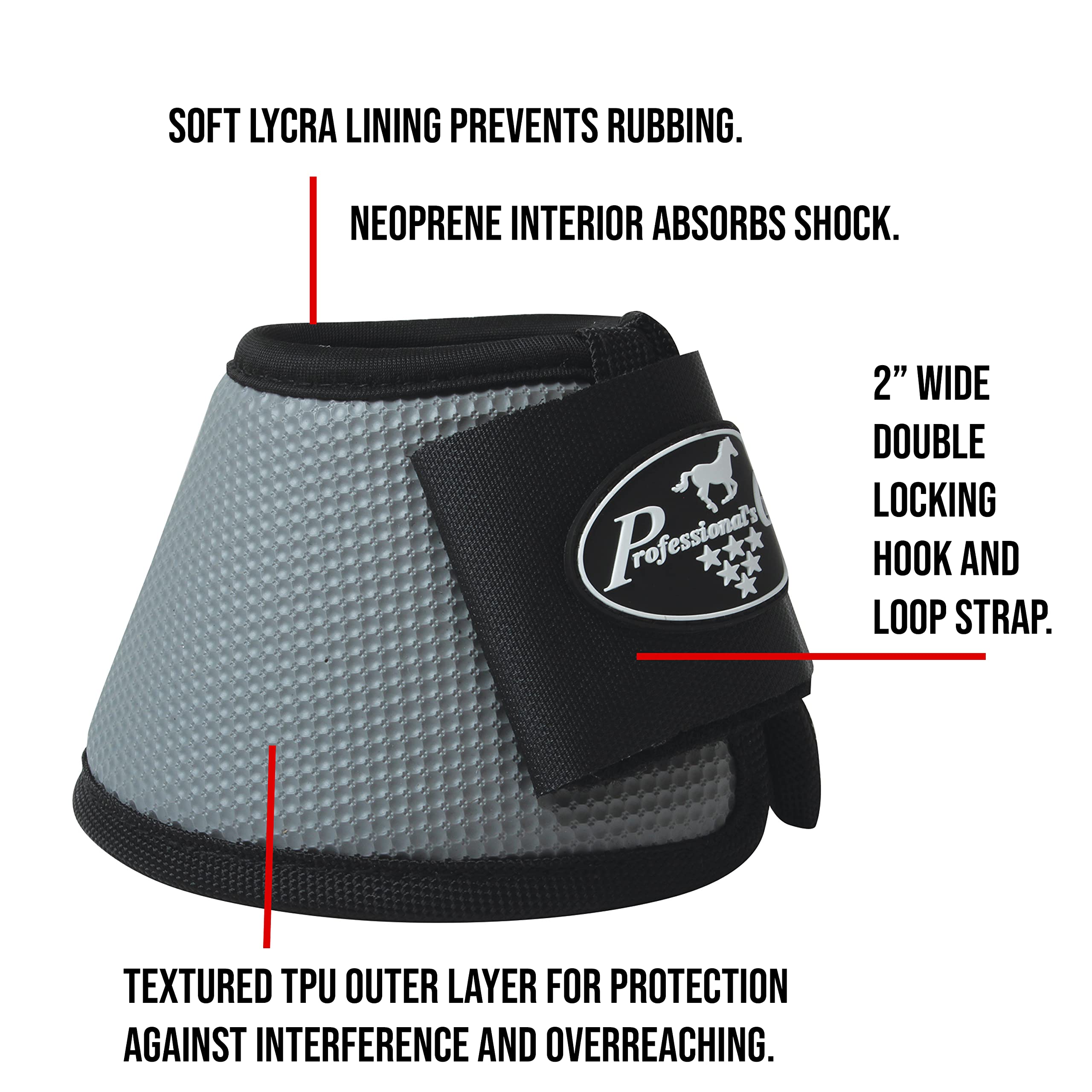 Professional'S Choice All-Purpose Bell Boots For Horses | Sold In Pairs | Small | Charcoal | Without Fleece