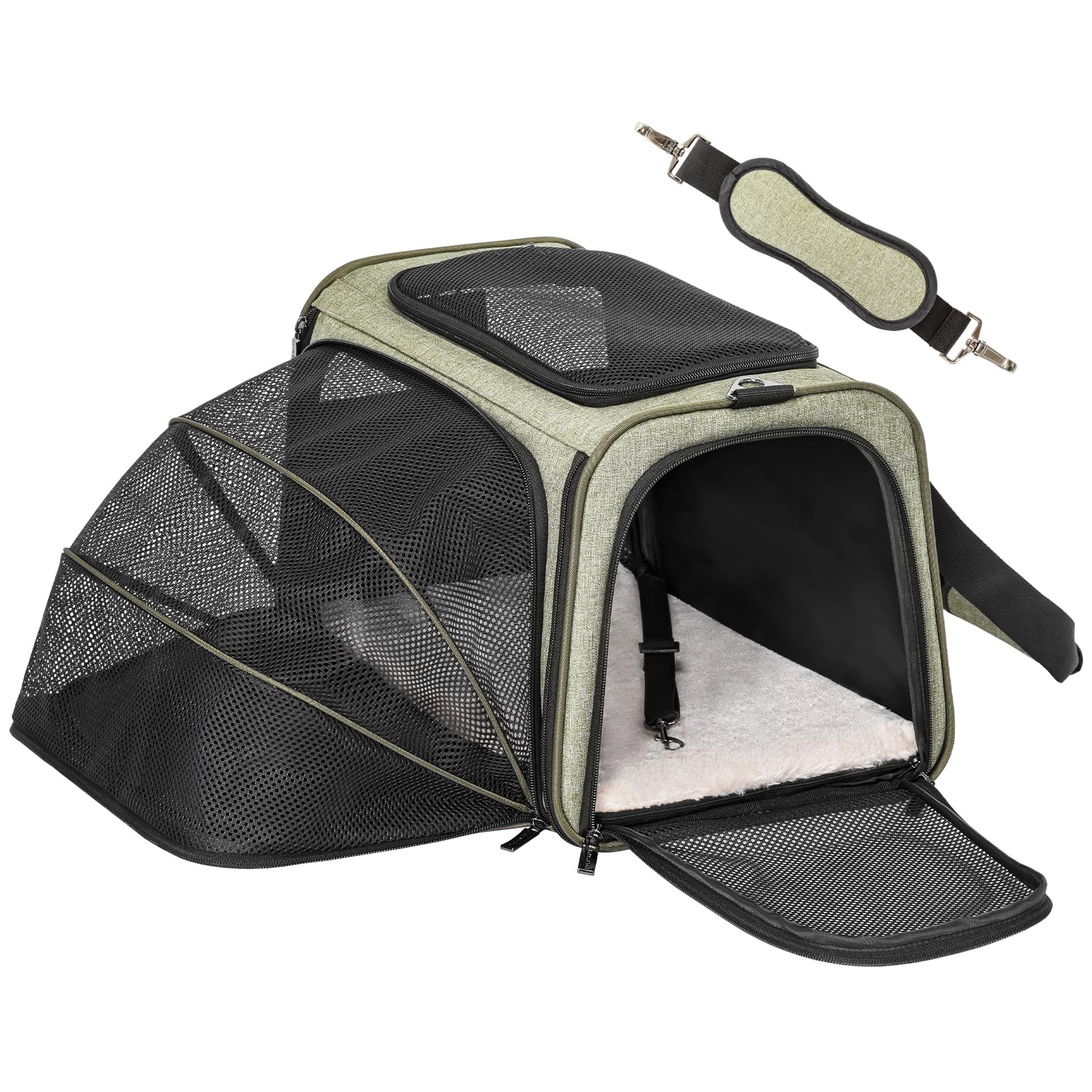 Petsfit Expandable Cat Carrier Dog Carrier,Airline Approved Soft-Sided Portable Pet Travel Washable Carrier For Kittens,Puppies,