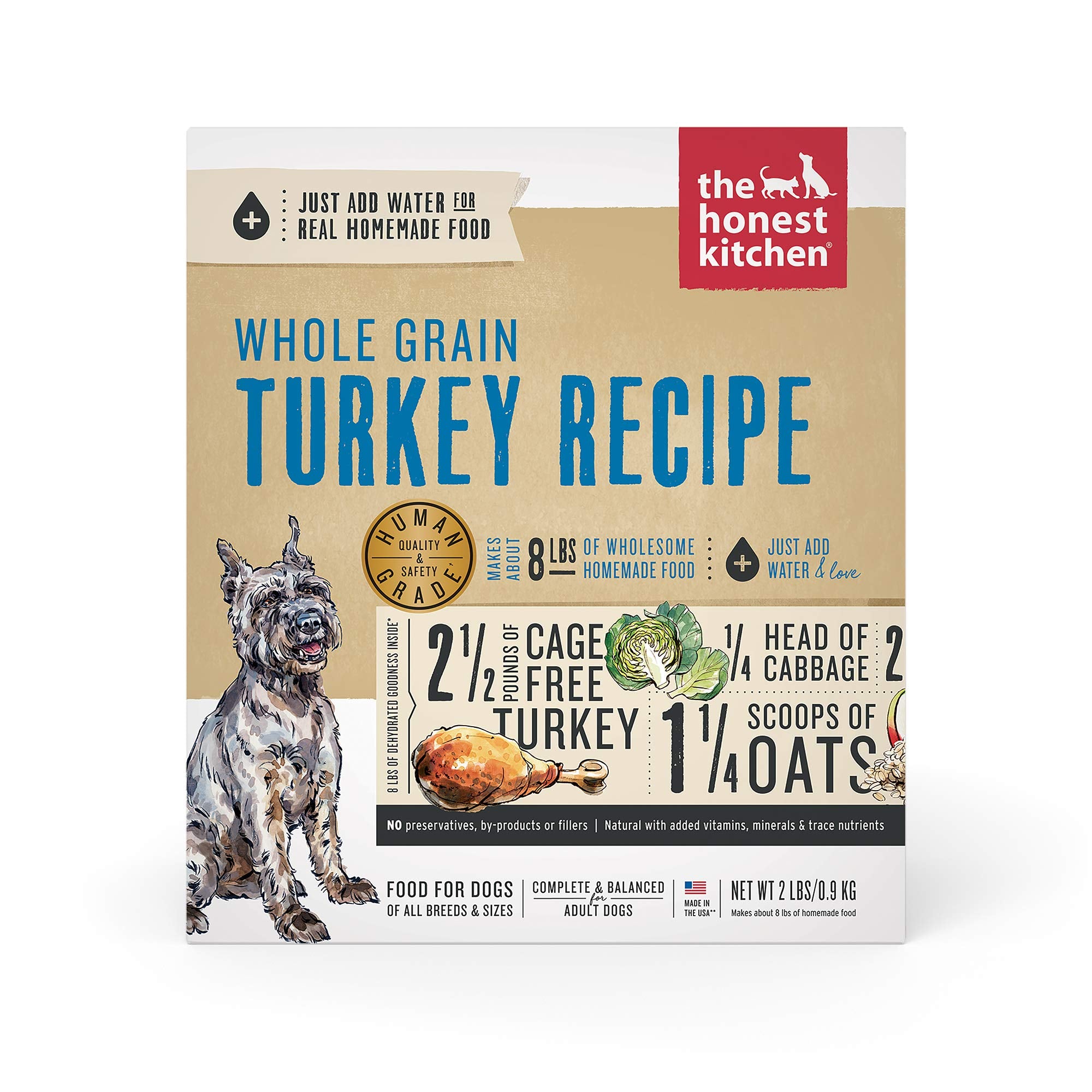 The Honest Kitchen Dehydrated Whole Grain Turkey Dog Food, 2 lb Box