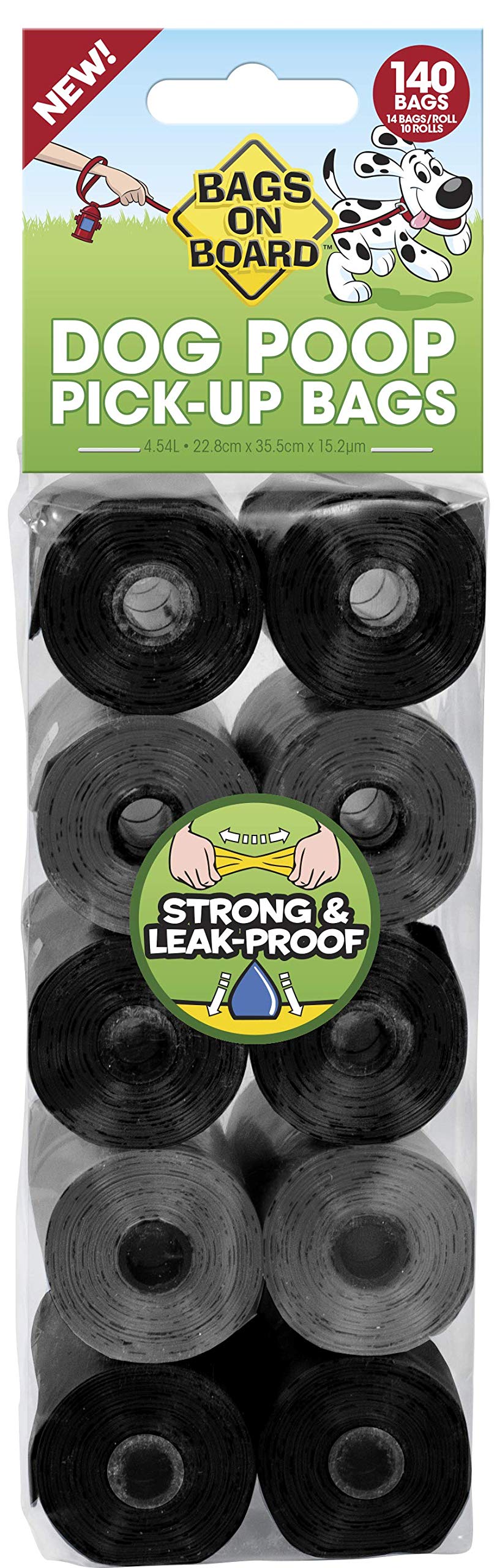 Bags On Board 3203940046Onl Dog Waste Bags Refill, 140 Bags, For Dog And Cat Waste Pickup, Black/Grey