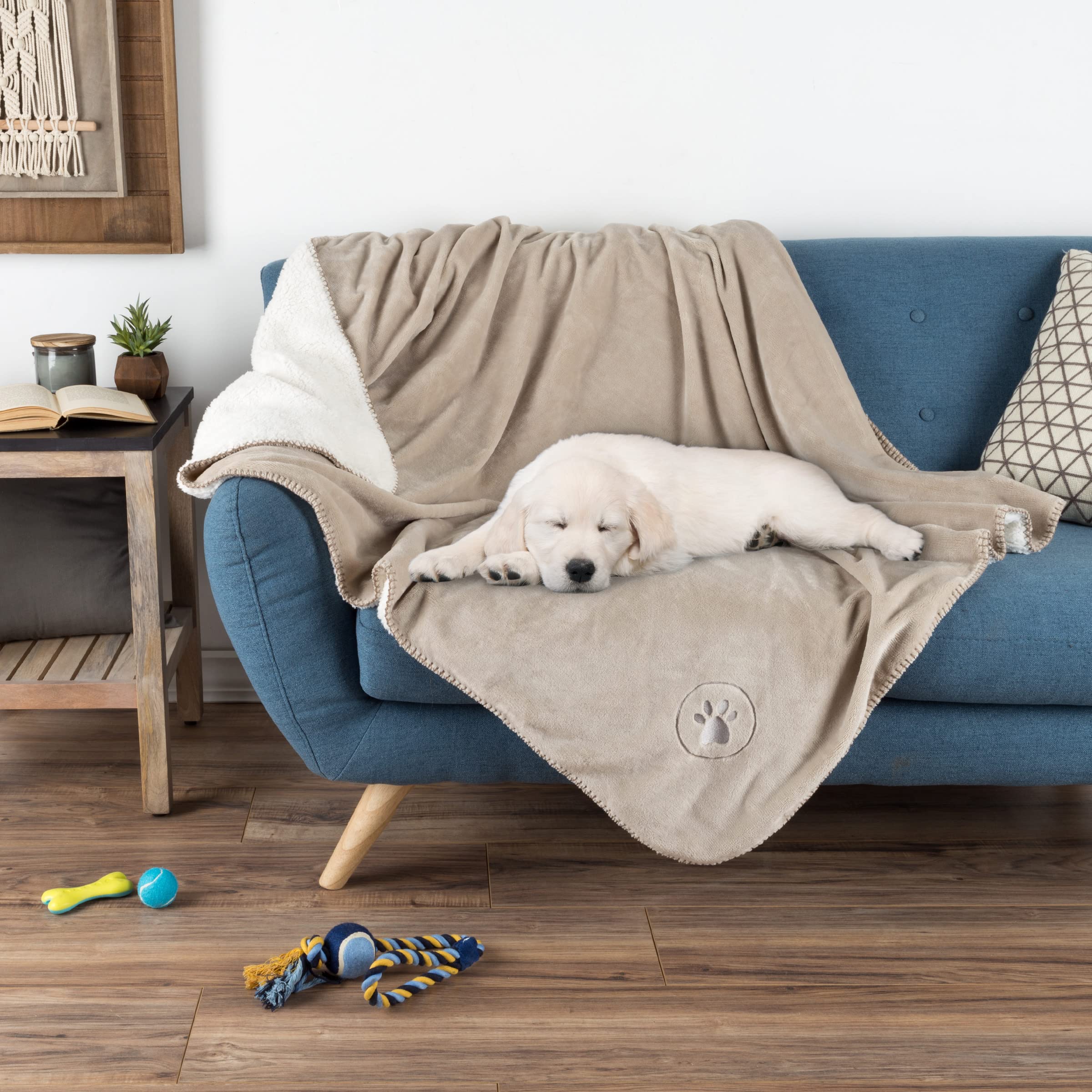 Waterproof Blanket For Dogs And Cats - Reversible 50X60 Throw For Couch, Bed, Or Car Protection Against Spills, Stains, And Pet Fur By Petmaker (Tan)