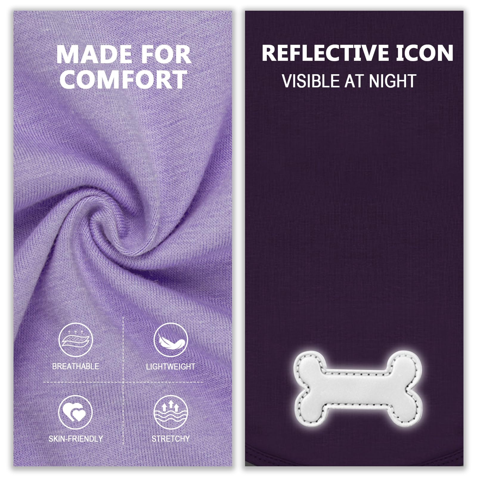 Kyeese 2Pack Dog Shirts Striped T Shirt For Large Dogs Lightweight Clothes Sleeveless Vest Cotton Tank Top, Xxx-Large,Purple+Str