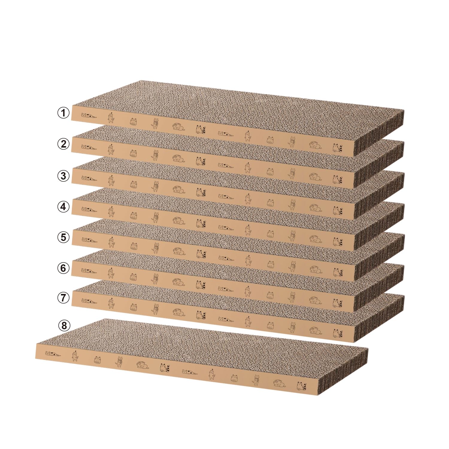 8 Packs In 1 Cat Scratch Pad, Cat Scratcher Cardboard,Reversible,Durable Recyclable Cardboard, Suitable For Cats To Rest, Grind Claws And Play