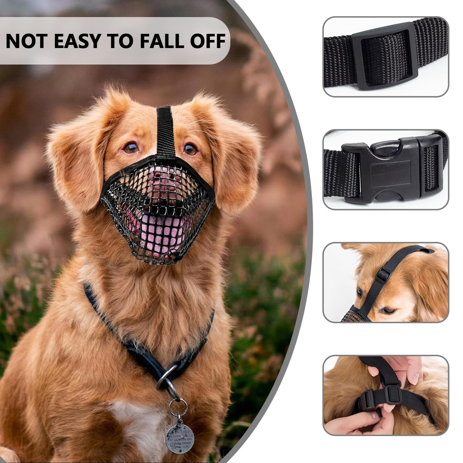 Dog Muzzle With Breathable Mesh For Small Medium Large Breeds - Allows Panting And Drinking, Won'T Rub Nose(L,Black)