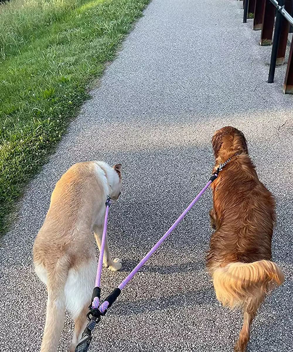 Mycicy Double Dog Leash Coupler, Tandem Leash For Two Dogs, No Tangle 360° Swivel Rotation Dual Strong Lead, For Large Medium Small Puppy Dogs (33Inch)