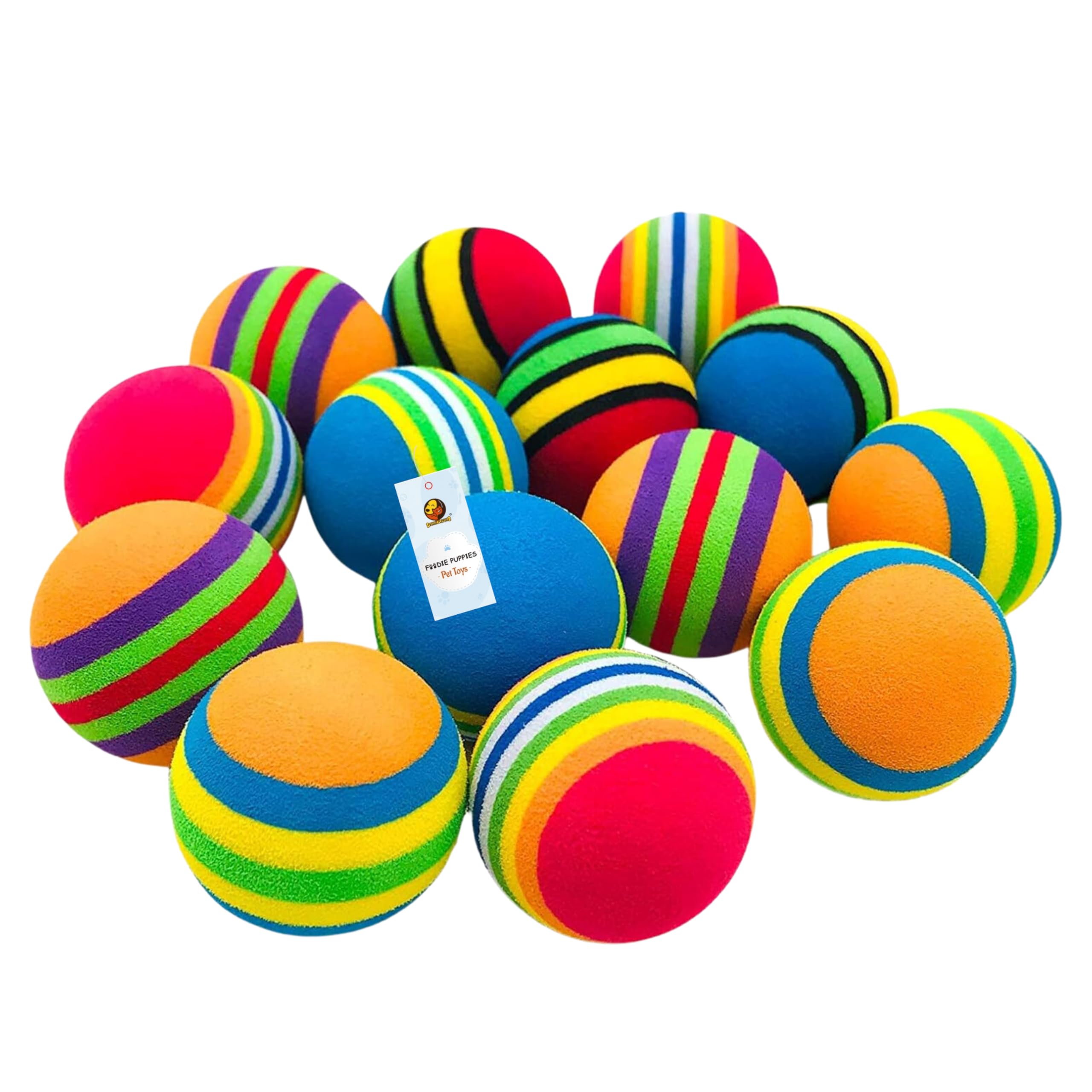 Foodie Puppies Cat Ball Toy (Pack Of 15)  Colorful Foam Mini Balls For Cats & Kittens | Soft Sponge Interactive Play Toys For E