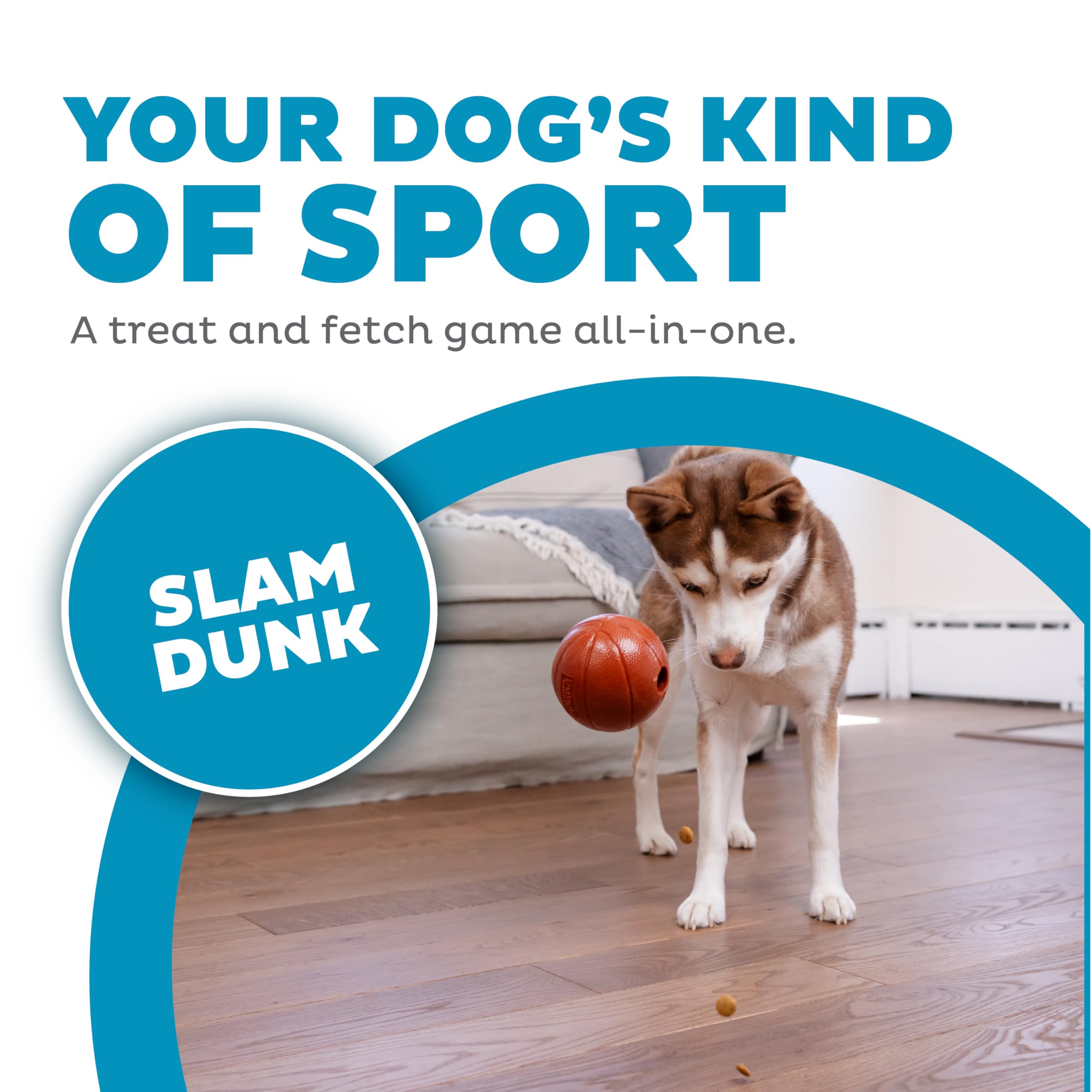 Outward Hound By Planet Dog Sport Ballz Basketball Durable Treat-Dispensing Fetch Ball Dog Toy
