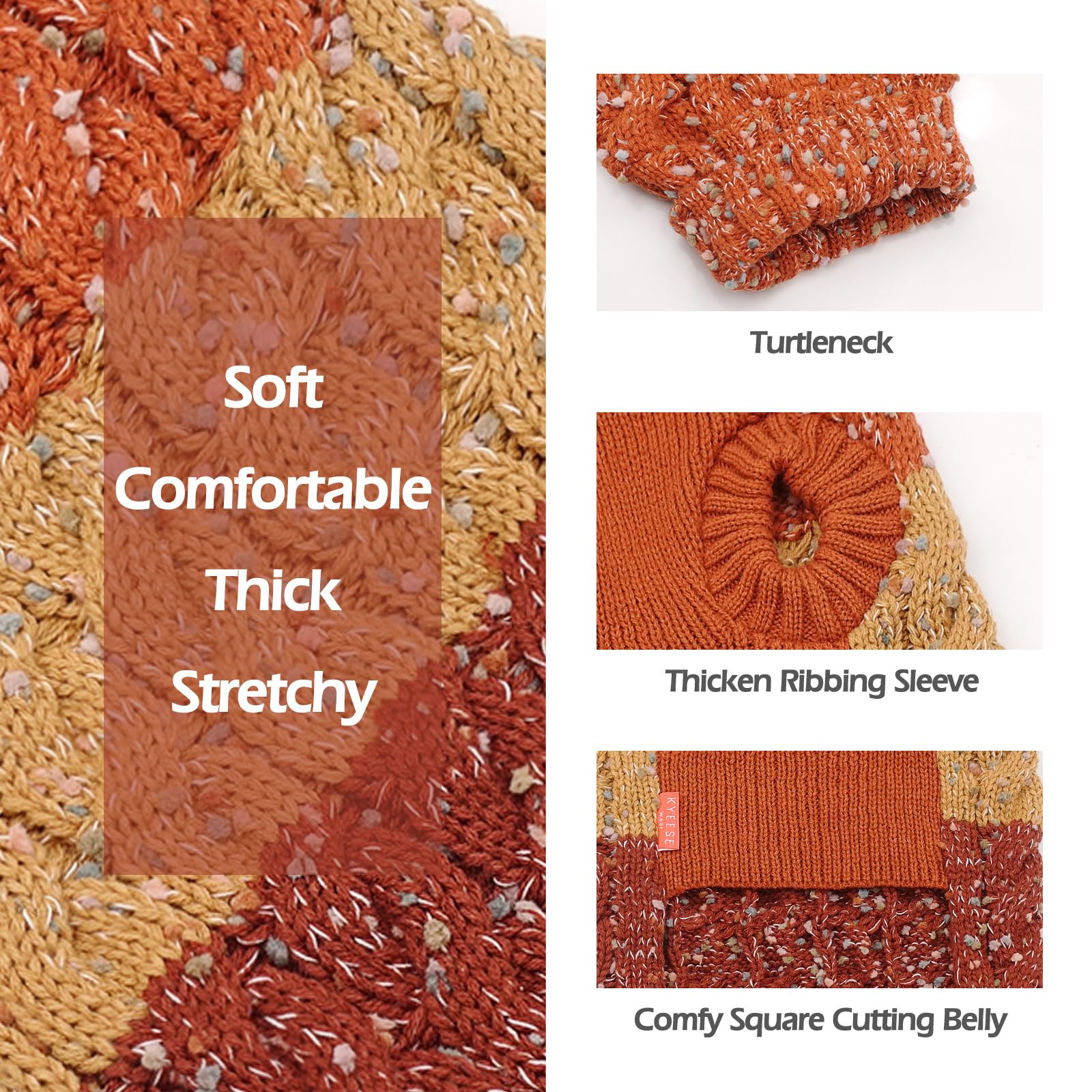 Kyeese Dog Sweater Color Block Dog Sweaters For Medium Dogs Boy With Fuzzy Thread Knitted Turtleneck Dog Sweater For Medium Dogs