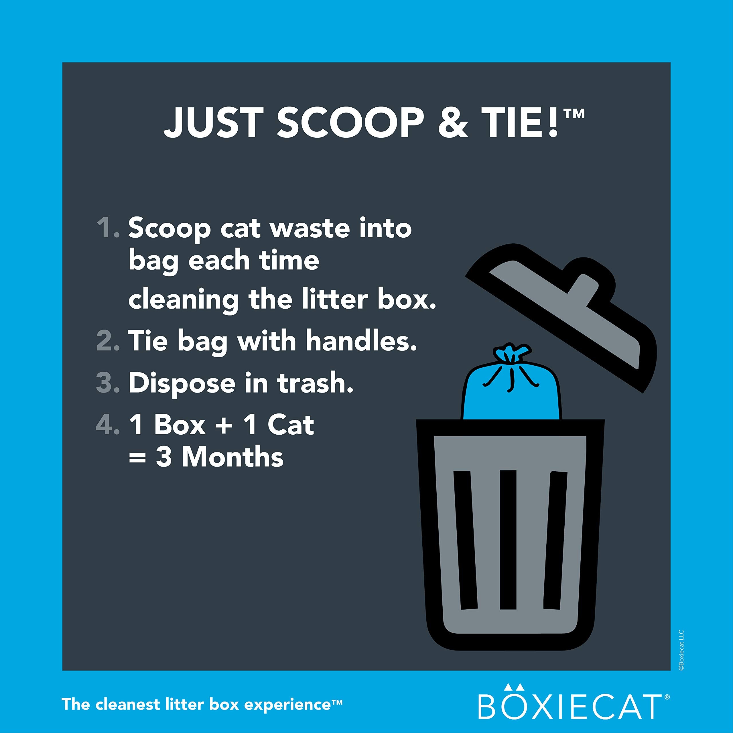 Boxiecat Scoop & Tie Cat Litter Waste Bags -Unscented- Leakproof - Large To Fit Any Scoop - Convenient Handles Tie & Seal In Odo
