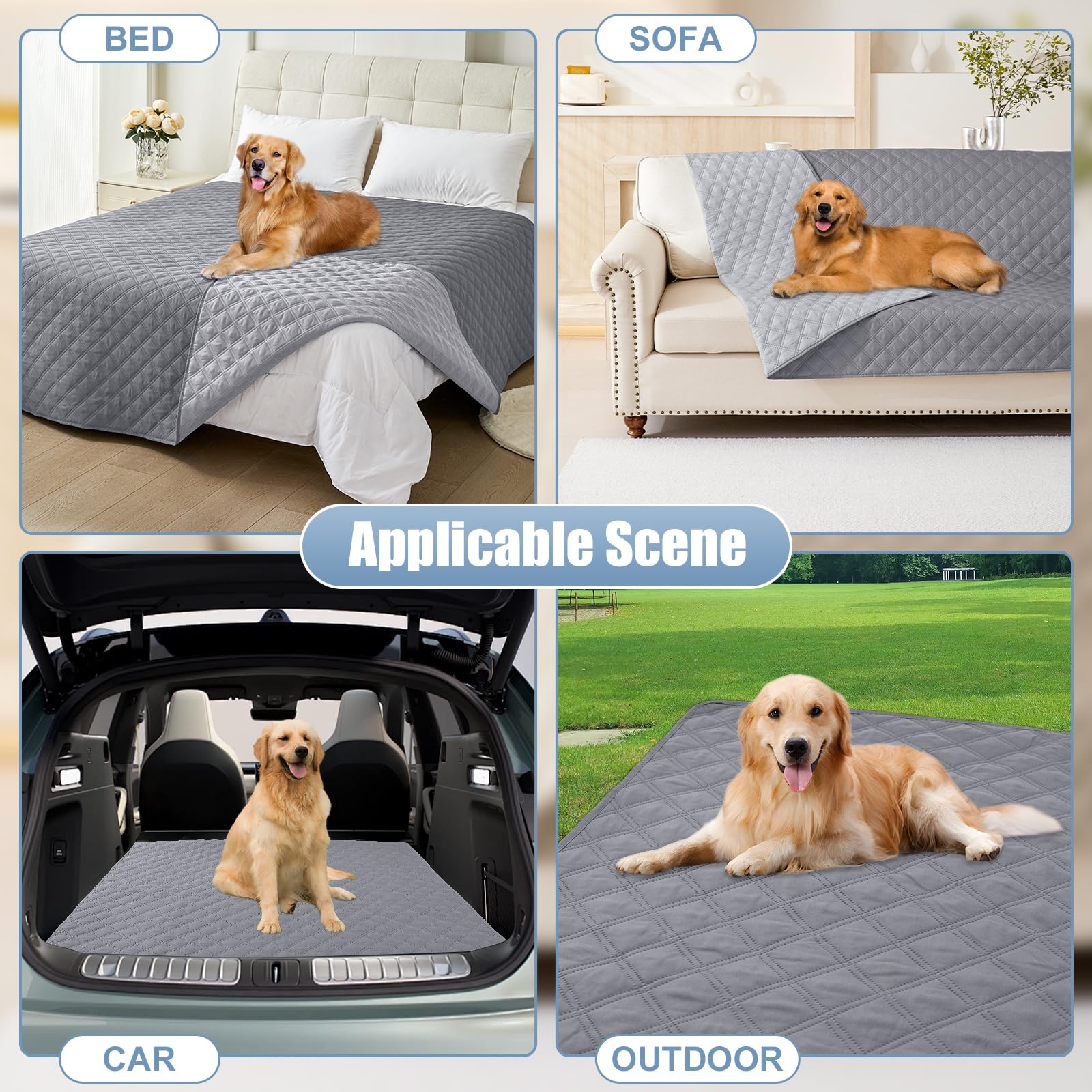Smiry Waterproof Dog Blanket, Reversible Dog Bed Cover Pet Blanket, Soft Pet Couch Covers For Sofa Washable, Bed Couch Sofa Furniture Protector For Puppy Cat Kids (30'X70', Grey/Light Grey)