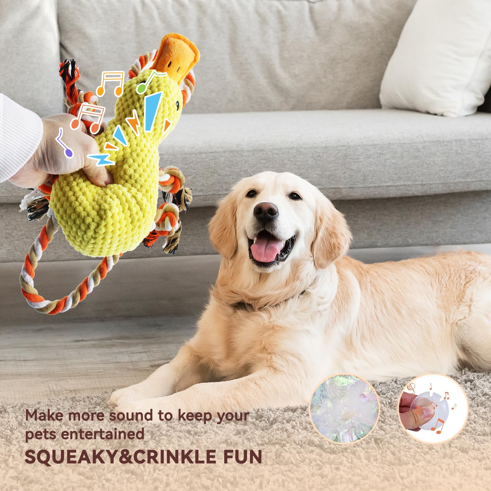 Yzhduxiu Tug Of War Dog Toy, Squeaky Dog Toys For Aggressive Chewers, Interactive Duck Puppy Toys To Keep Them Busy