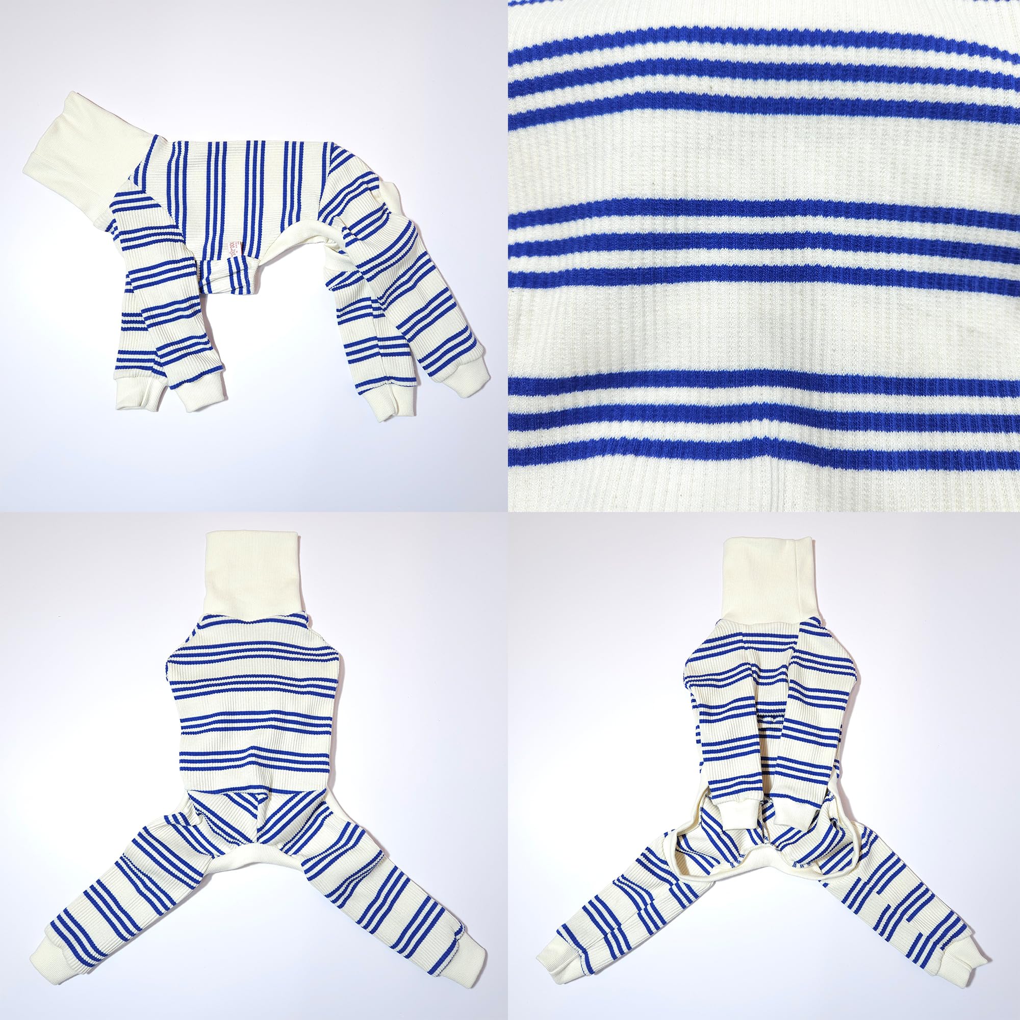 D Doggy Star Italian Greyhound Clothes Soft Stretchy Onesie Refined Stripe Outfit Whippet For Dog Coat (3Xl,Onsi Blue Str)