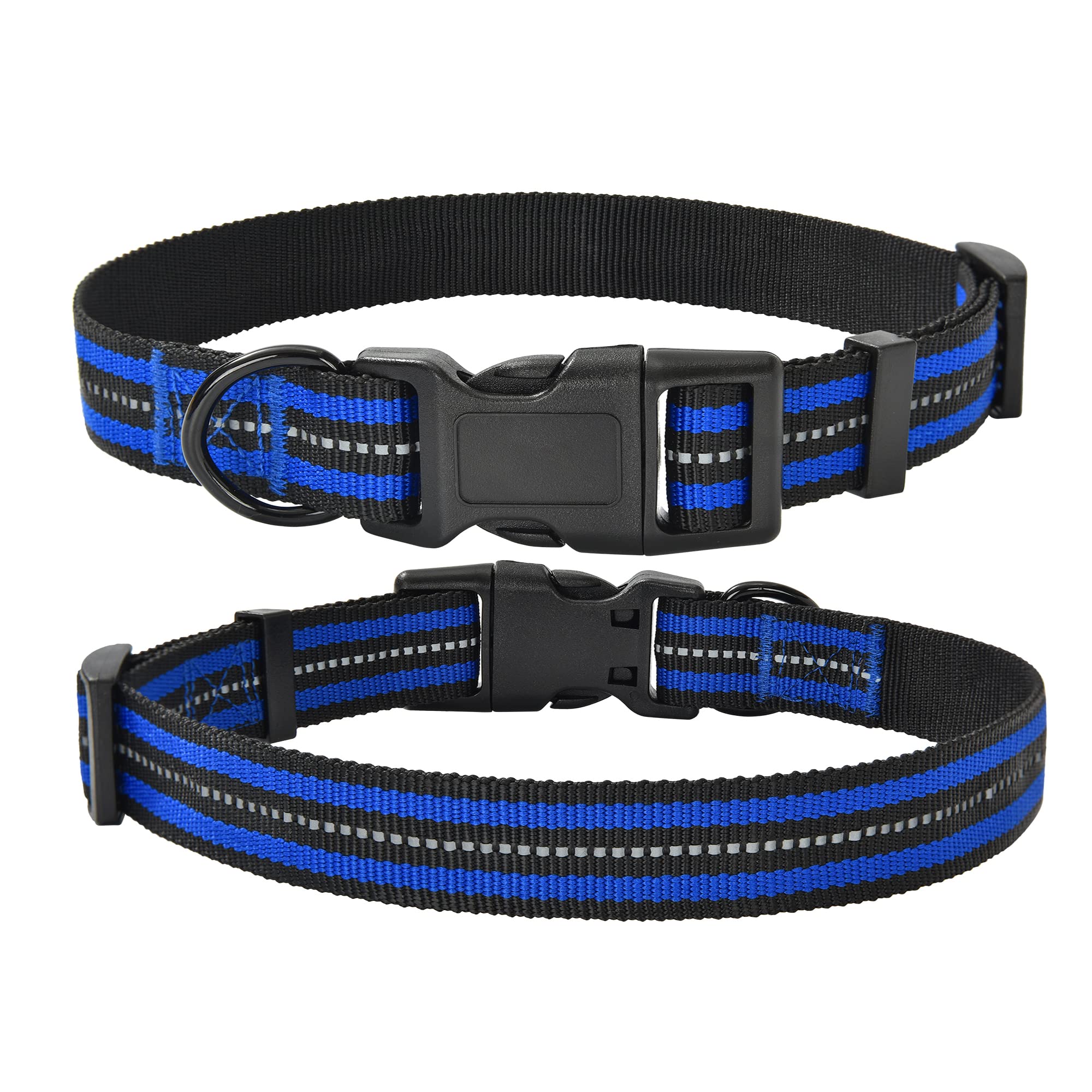 Mile High Life Reflective Dog Collar | Nylon Pet Collars Wiith Buckle | Light Weight Puppy Collars | Blue Dog Collars For Medium