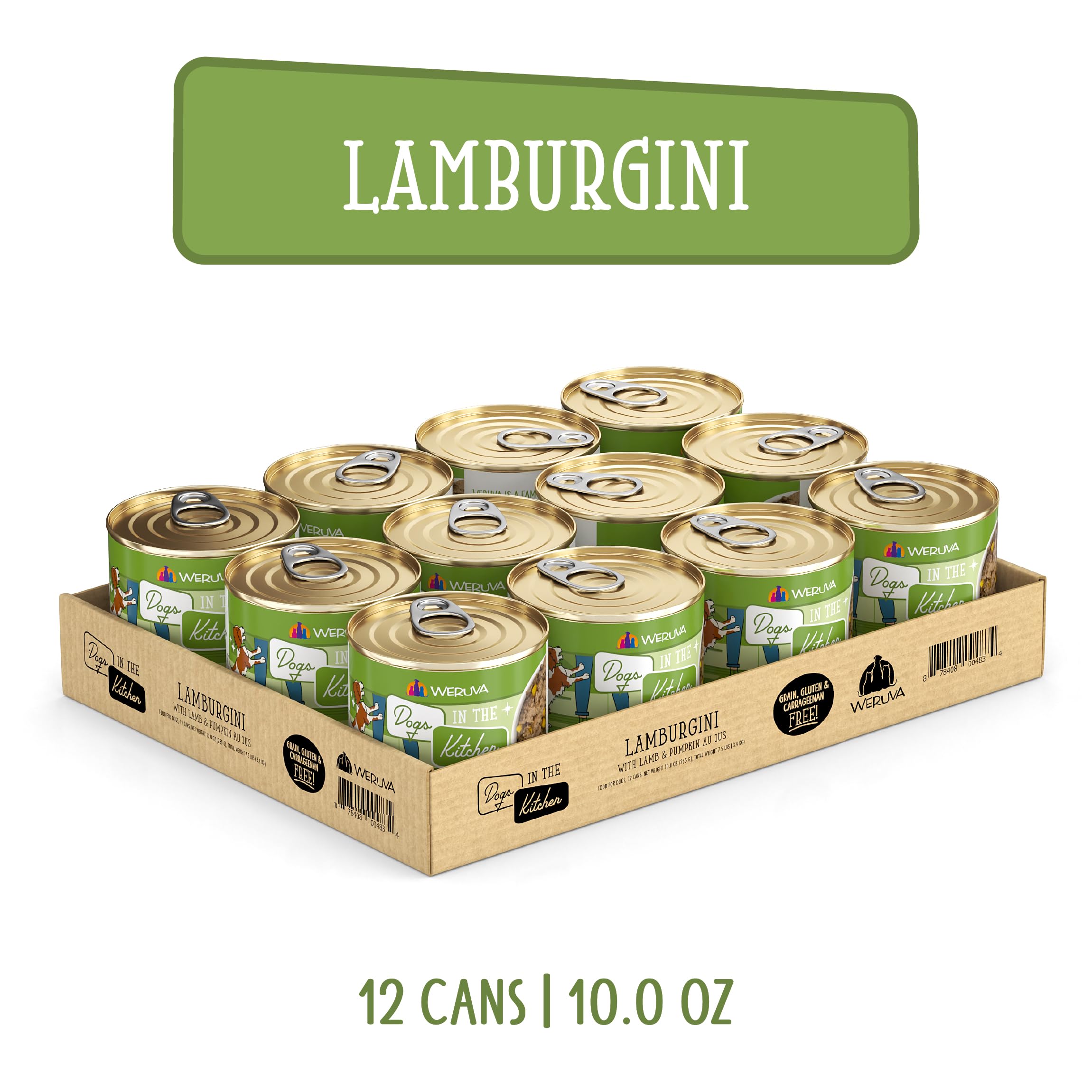 Weruva Dogs in The Kitchen, Lamburgini with Lamb & Pumpkin Au Jus Dog Food, 10oz Can (Pack of 12)