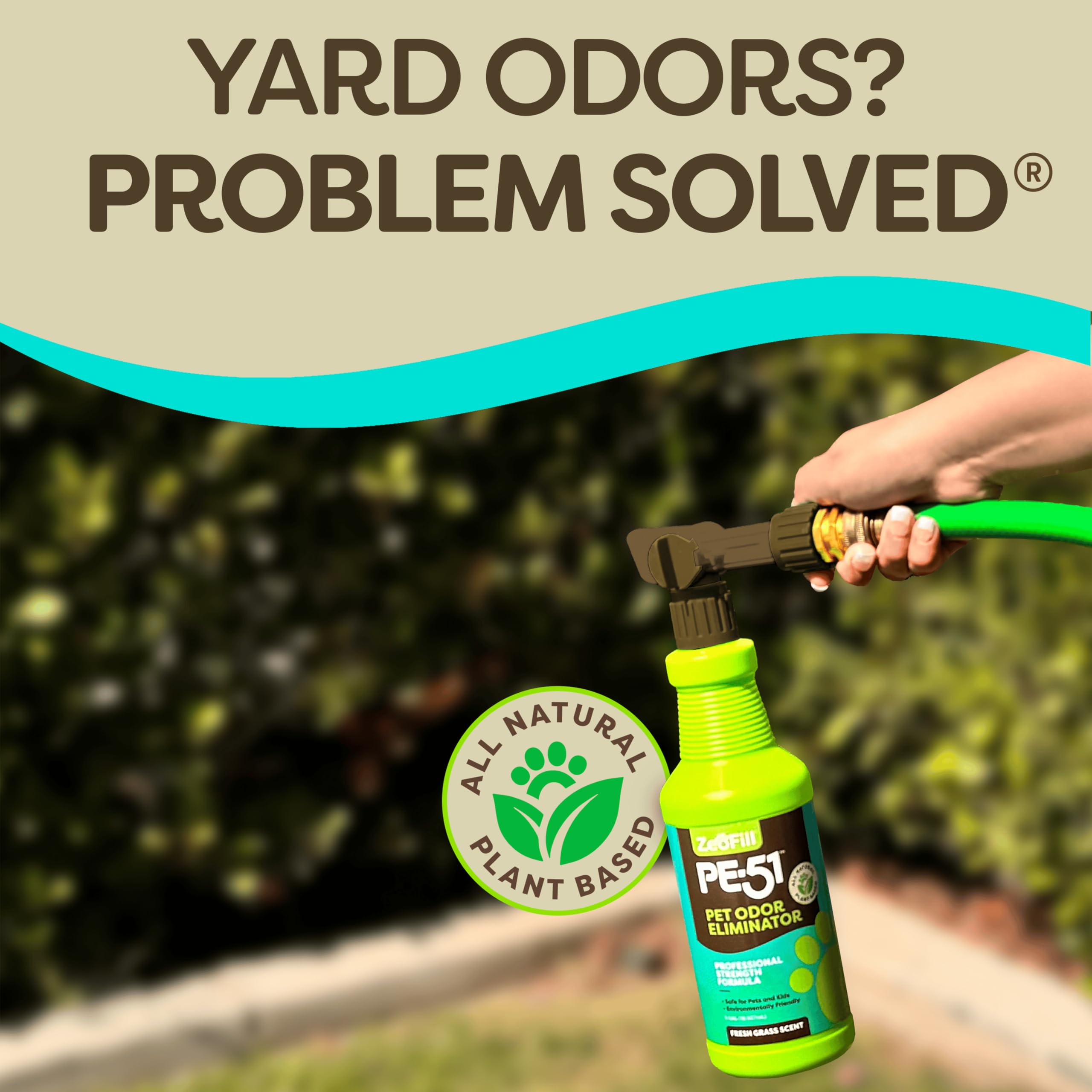 Zeofill Pe-51 Pet Odor Eliminator - Professional Strength Urine Enzyme Cleaner | Pet, Turf & Yard Smell Remover | Cat & Dog Pee