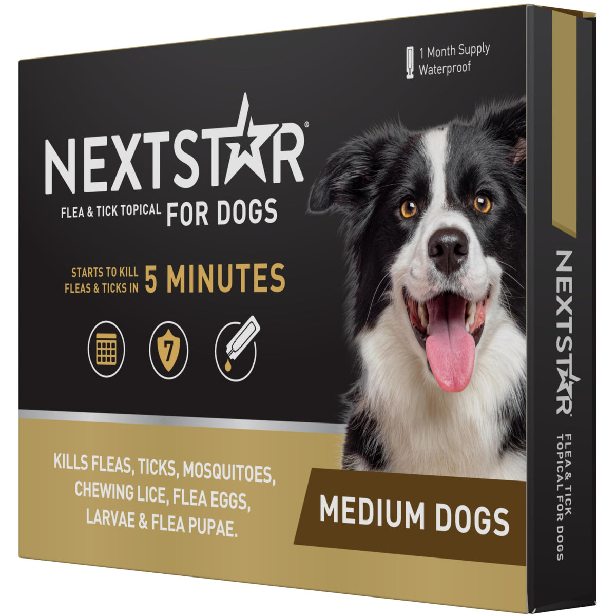 Nextstar Flea And Tick Prevention For Dogs, Repellent, And Control, Fast Acting Waterproof Topical Drops For Medium Dogs, 1 Mont