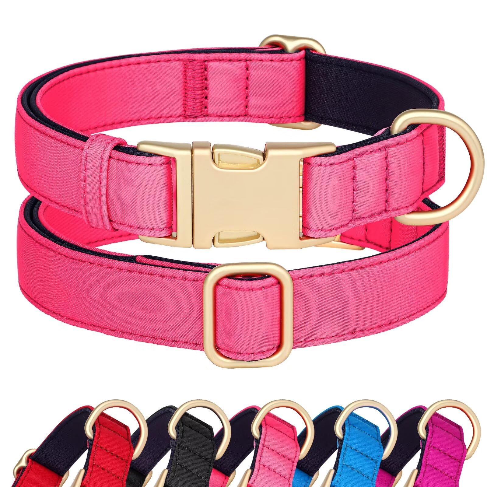 Didog Soft Padded Dog Collar For Large Dogs, Cute Pink Pet Collar With Quick Release Buckle, Light And Breathable For Girl Dogs 