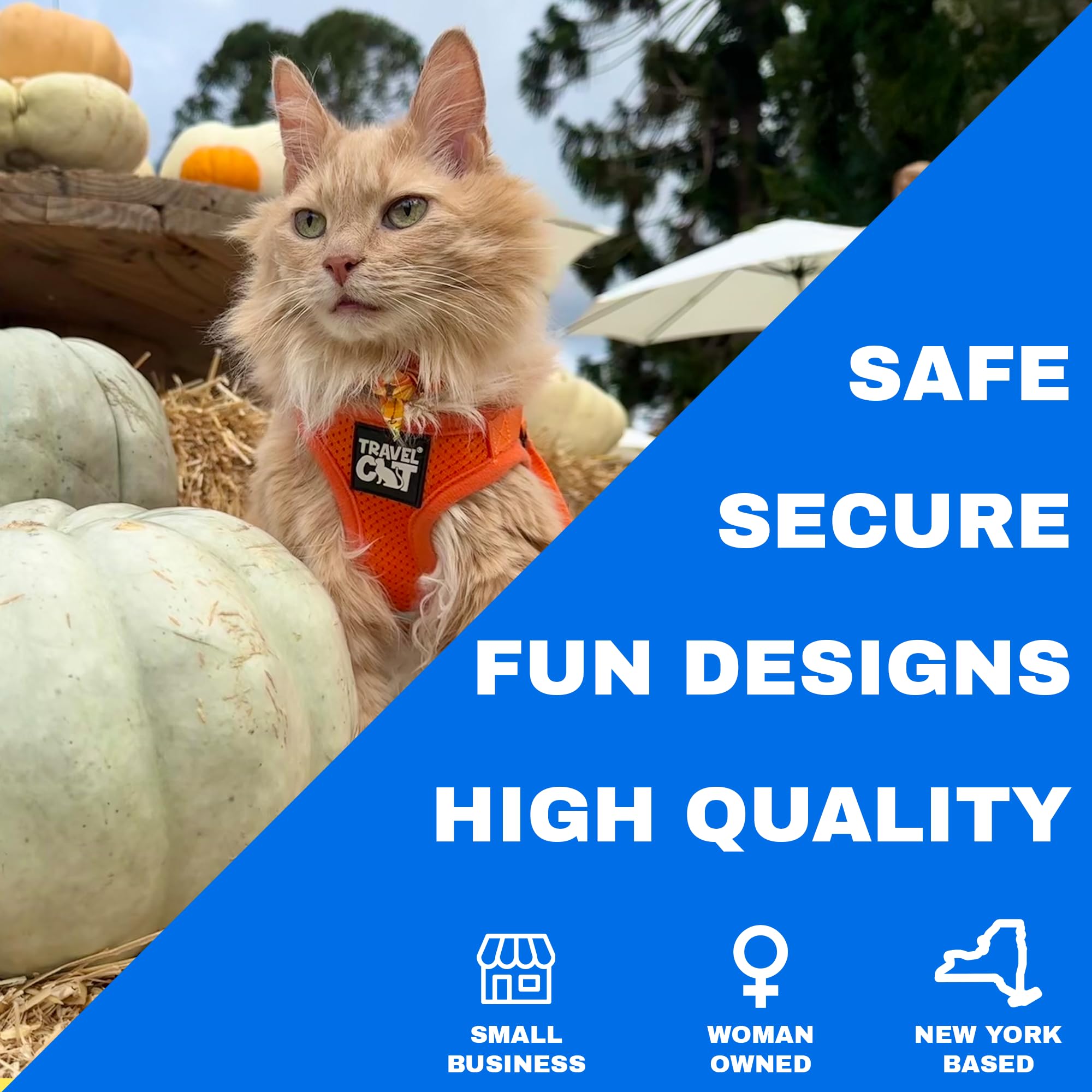 Travel Cat Harness And Leash Set - Adjustable Fit Mesh Cat Harness And Reflective Strap - Comfort Escape Proof Harness For Cats, Kitten For Outdoor Walking, Hiking (Medium, Orange)