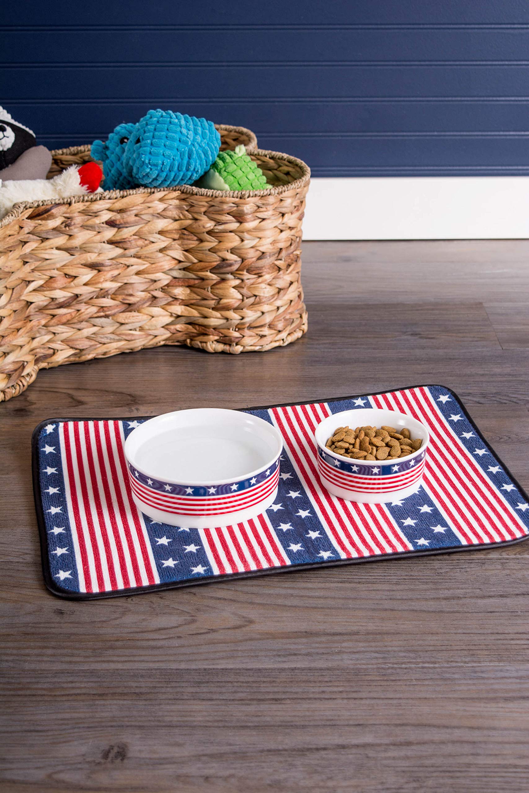 Bone Dry Ceramic Food & Water Bowls for Pets Non-Slip for Secure, Less Messy Feeding, Microwave & Dishwasher Safe, Single Dish L