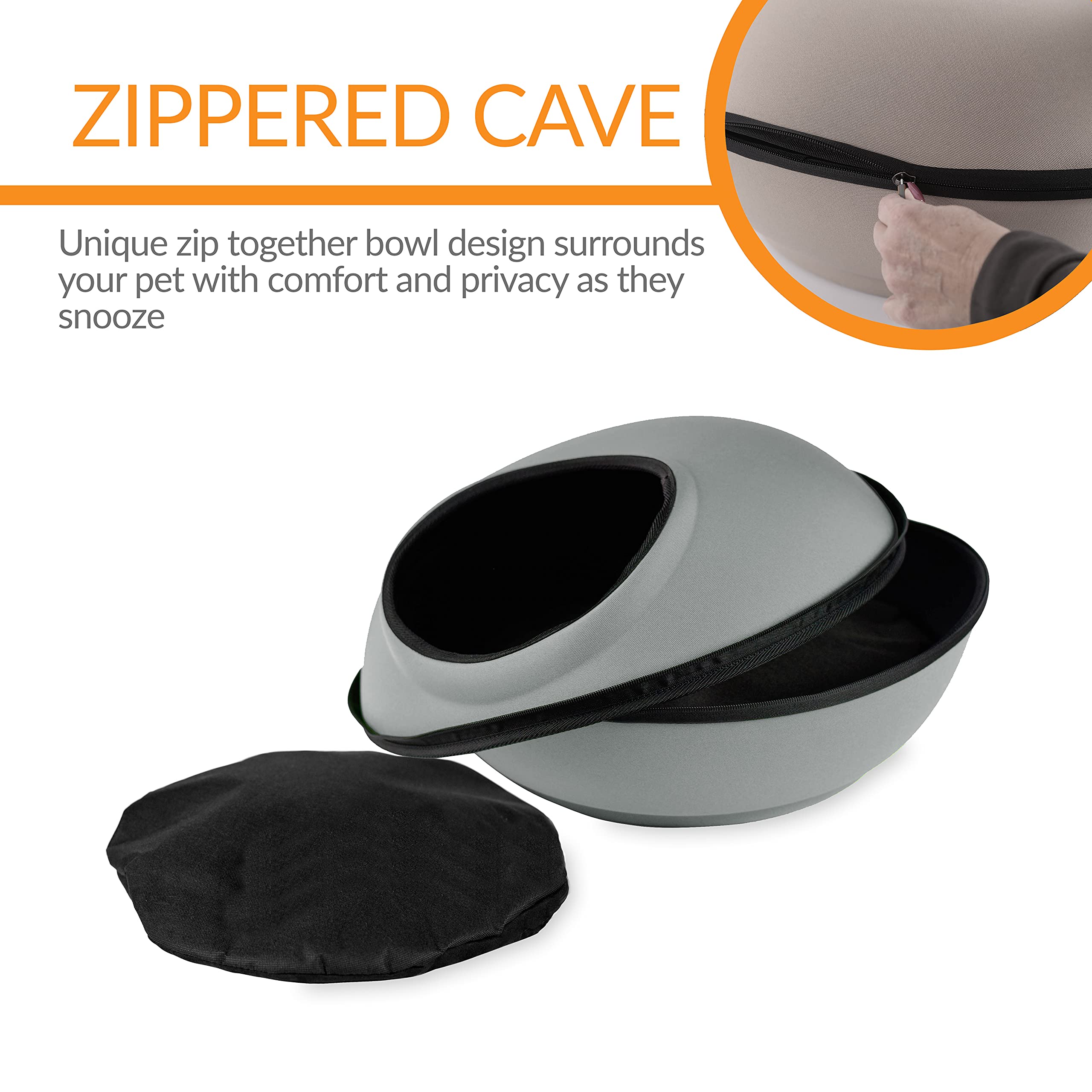 K&H Pet Products Unheated Kitty Mod Dream Pod Cat Bed for Large Cats or Small Dogs, Indoor Covered Privacy Cave, Collapsible, Ea