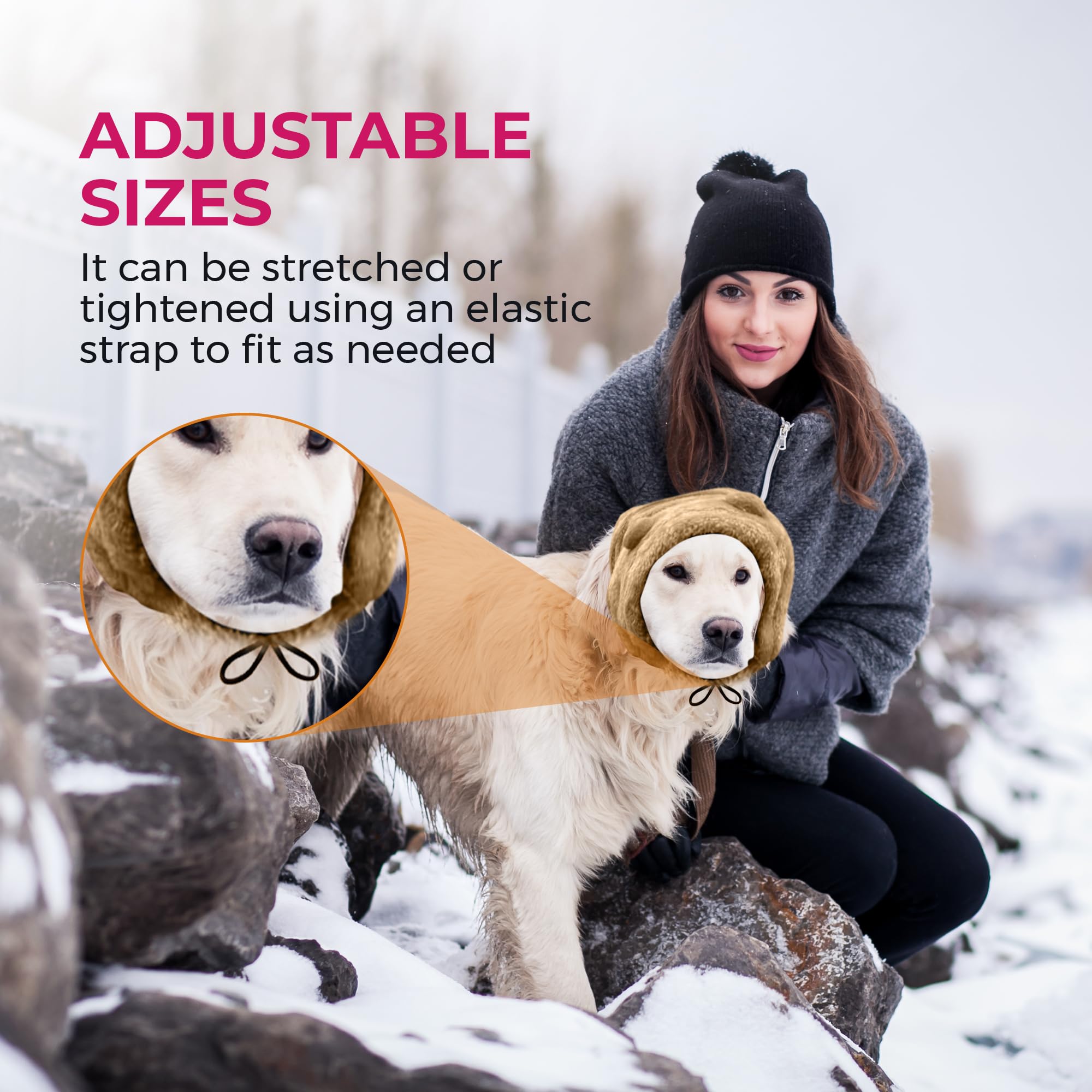 SSaYo Adjustable Dog Noise Cancelling Ear Muffs Noise Protection - Ear Wraps for Dogs - Snoods Dog Headband Ear Covers for Anxie
