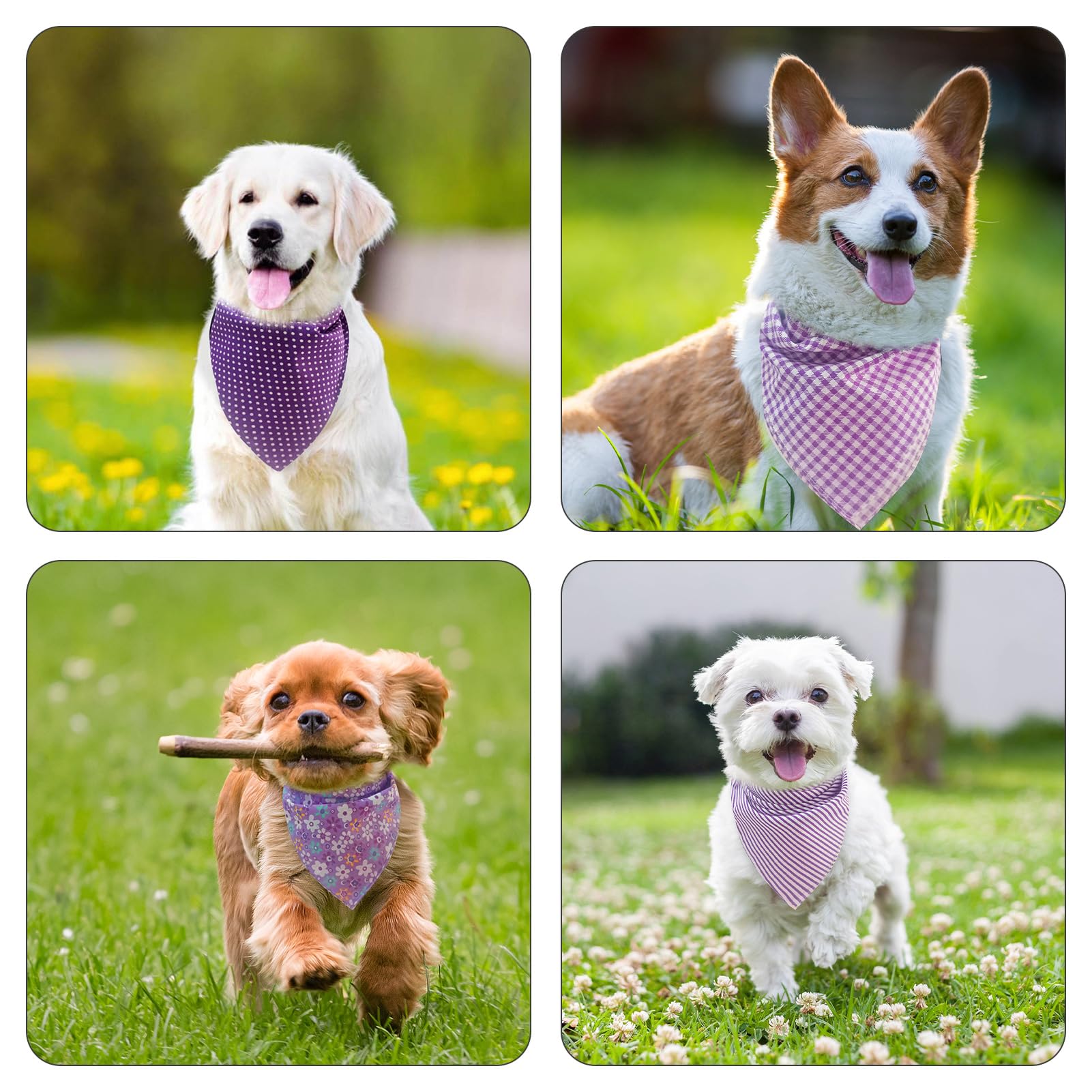 Pawchie Dog Bandanas Pet Scarves For Girl Boy - 5 Pack Reversible Kerchief Triangle Bibs Decoration Accessories, Floral Dog Bandana, Adjustable Soft Cute Square Bandana For Small Dogs Cats Pets