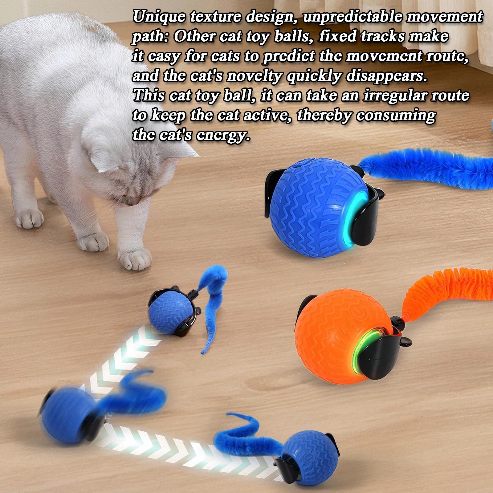 Yalemie 2Pcs Interactive Dog & Cat Electric Active Toys, Pet Smart Chase Ball, Fast Rolling Cat And Dog Ball Toys For Dogs And C