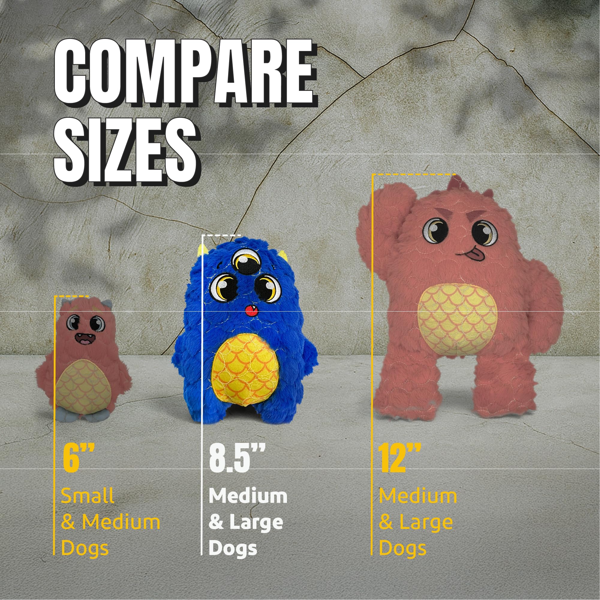Bite Force - Durable & Strong Dog Toy Blue Furocious Frank Monster with Squeaker, Kevlar-Reinforced Seams for Aggressive chewers