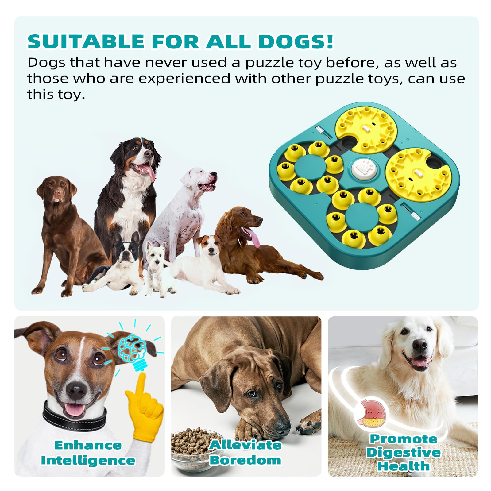 KADTC U.S. Brand & Design -5 Levels of Challenge -6 Ways to Play - Large Size Advanced Dog Puzzle Toy for Small/Medium/Large Sma
