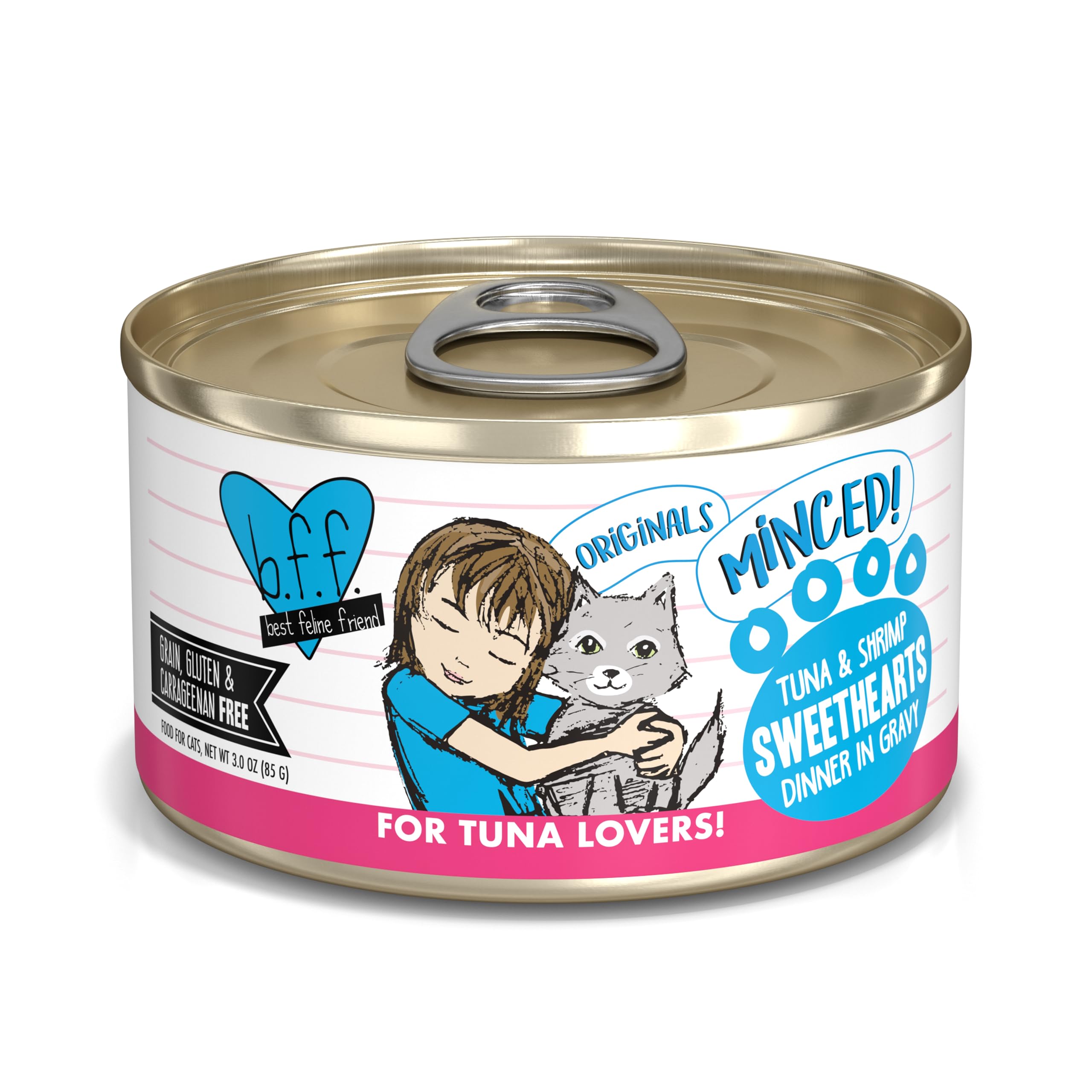 Weruva BFF Minced Natural Wet Cat Food, Tuna and Shrimp Sweethearts in Gravy, 3oz Can, Pack of 24