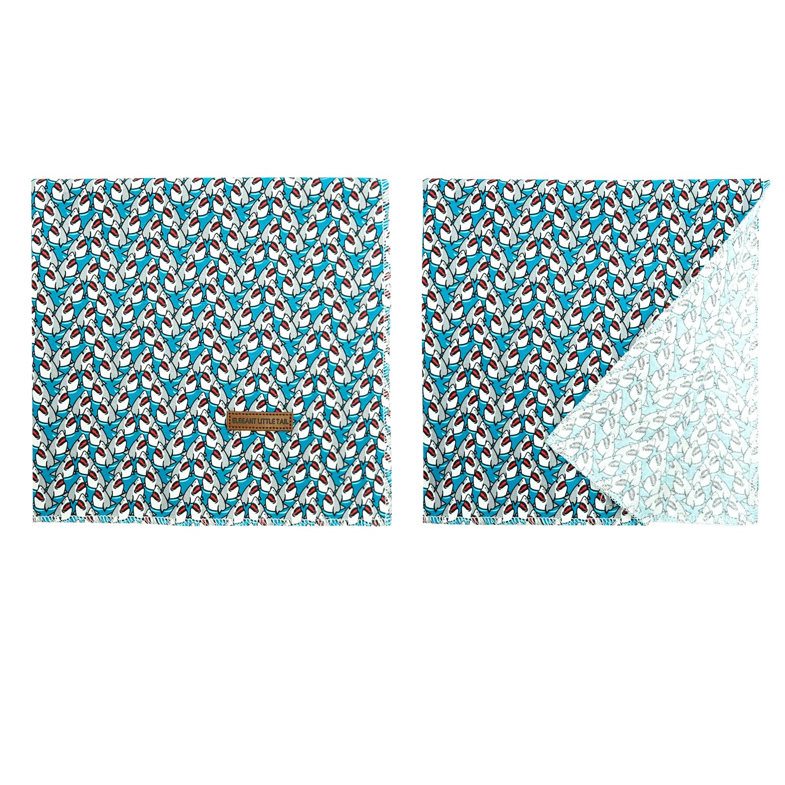 Elegant Little Tail Dog Bandanas - 1Pack Shark Print Cute Washable Summer Boy Scarf Square Bib Kerchief Adjustable Pet Bandana F