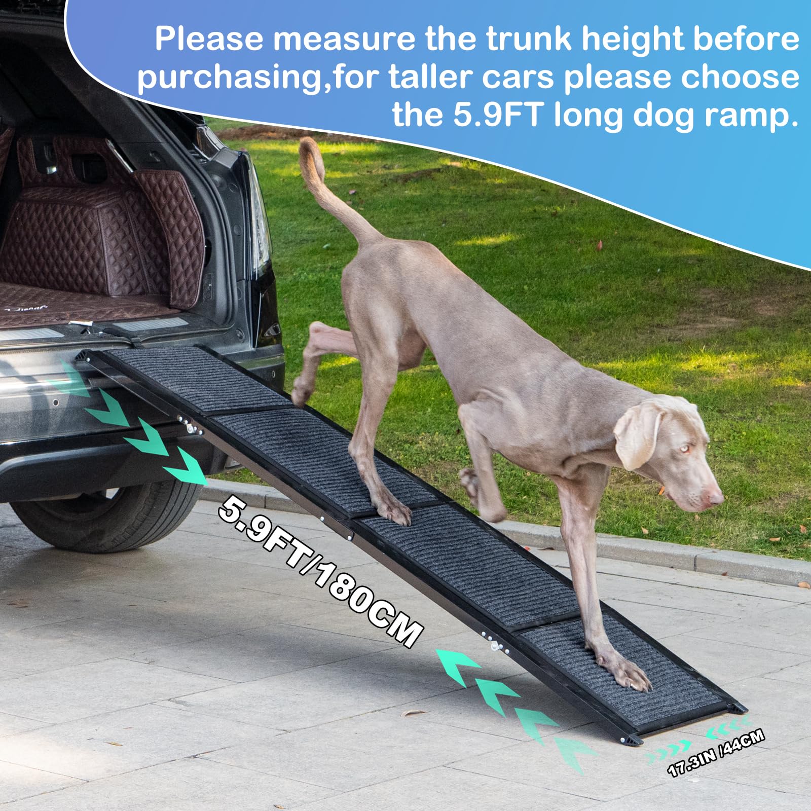 Uross Dog Ramp For Car 71'' Long- Collapsible Pet Ramps For Large Dogs Suv Truck Folding Outdoor Dog Ramp For Porch Steps