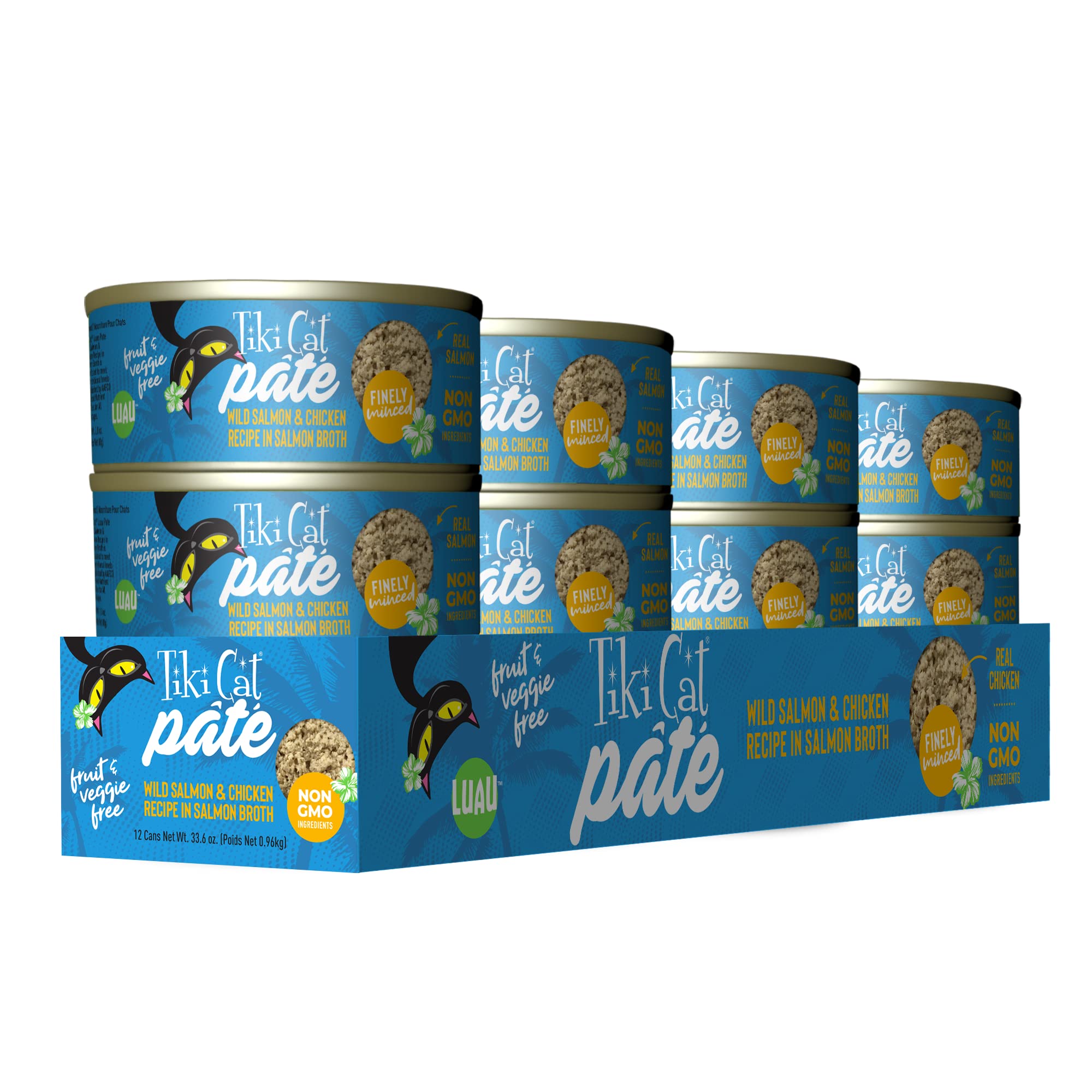 Tiki Cat Luau Pt  , Wild Salmon & Chicken Recipe in Salmon Broth, Grain-Free Balanced Nutrition Wet Canned Cat Food, for All Lif