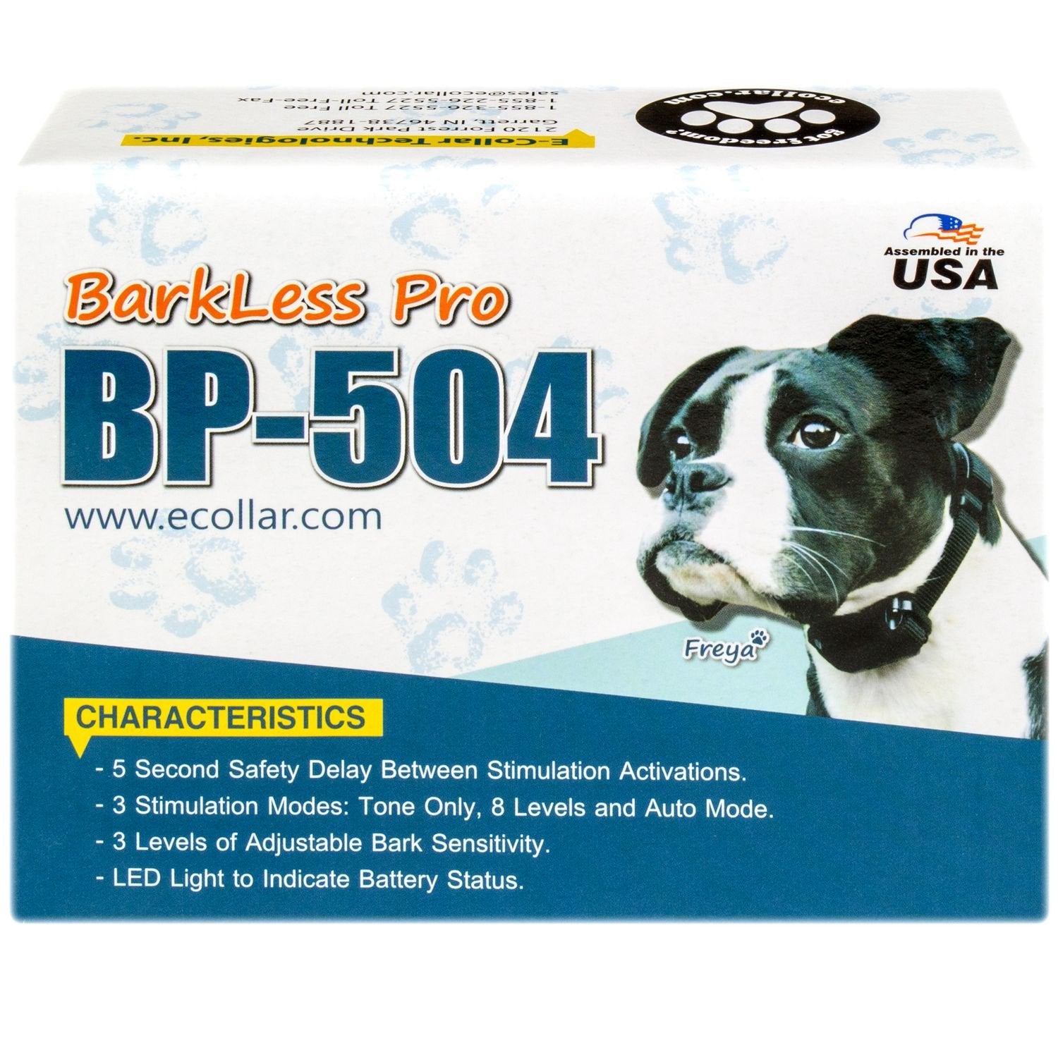 Educator BP-504 Bark-Less Pro Anti Bark Collar for Dogs, Adjustable, Rechargeable, Waterproof, Black, For Small to Large Breeds