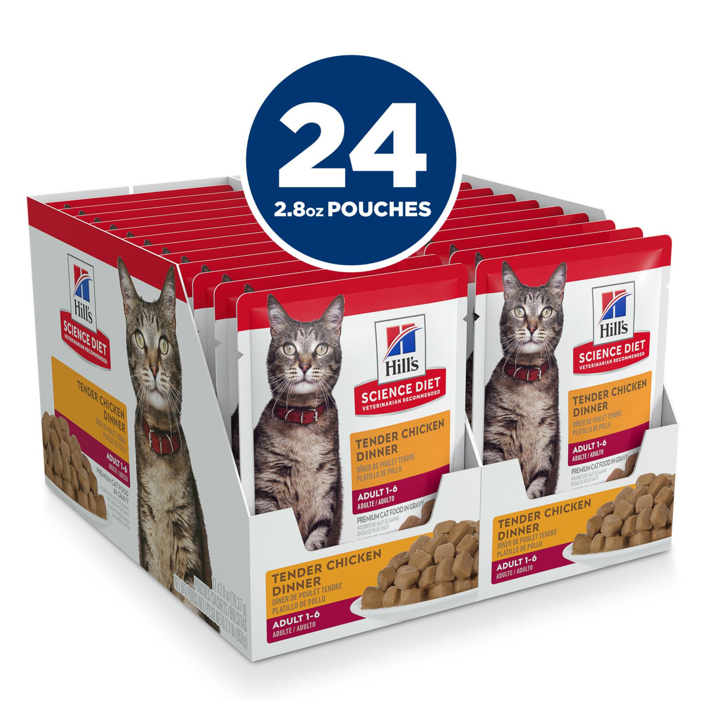 Hills Science Diet Adult 1-6, Adult 1-6 Premium Nutrition, Wet Cat Food, Chicken Stew, 2.8 oz Pouch, Case of 24