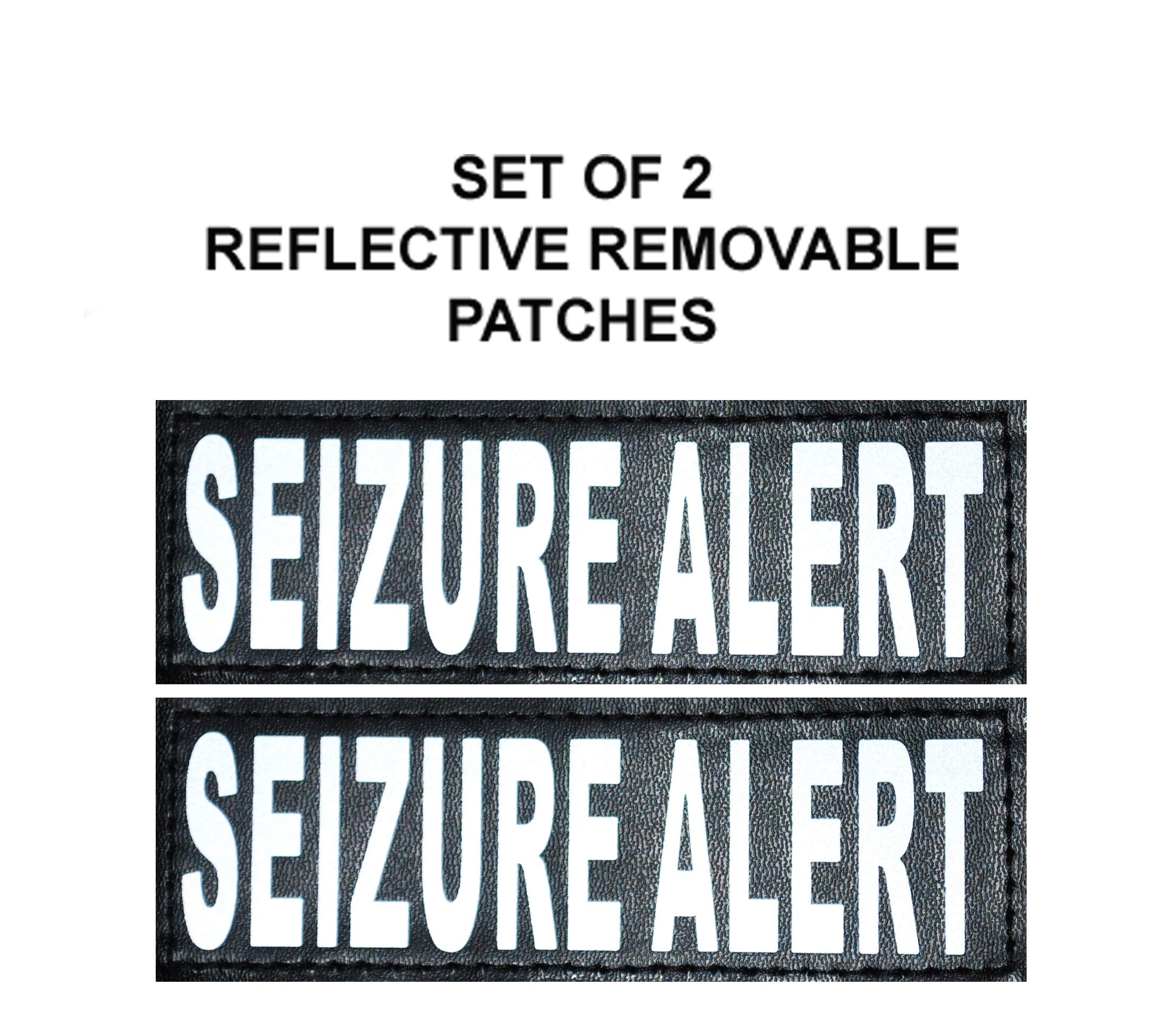 Doggie Stylz Set Of 2 Reflective Seizure Alert Removable Patches With Hook Backing For Working Dog Harnesses & Vests. Durable And Interchangeable - Comes In 3 Sizes Small, Medium And Large