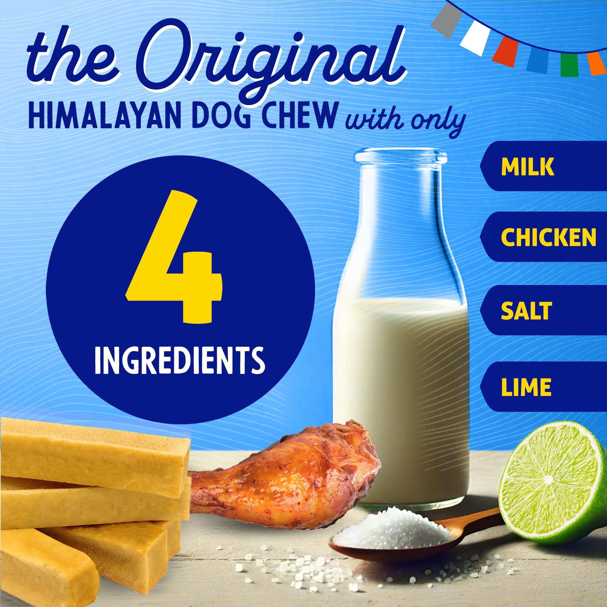 Himalayan Chew Original Yak Cheese Chew, Chicken, 1 Large Stick, 3.3 oz, Gluten Free, Healthy Treats, Grain & Lactose Free 100%