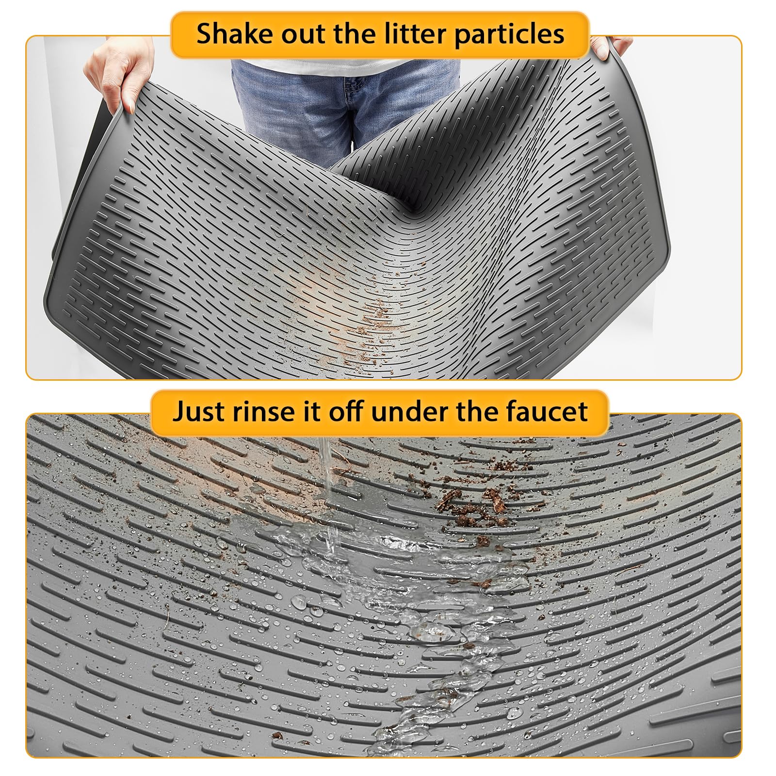 Colewin Cat Litter Mat,Waterproof Soft Litter Mat,39X27In Large Rubber Litter Box Mat,Washable Cat Litter Mat Litter Trapping Ma