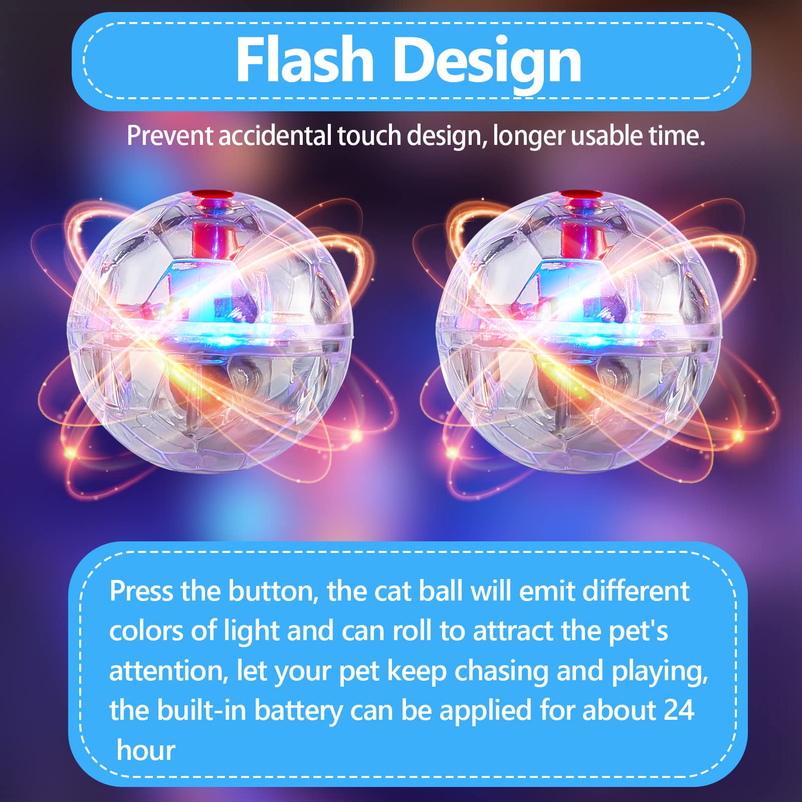 Jecery 9 Pcs Light Up Cat Balls Ghost Hunting Led Motion Activated Cat Toy Interactive Lighted Ball Pet Toys Glowing Mini Running Exercise Ball Toys For Kitten Dog Pet Animals Activity(Transparent)